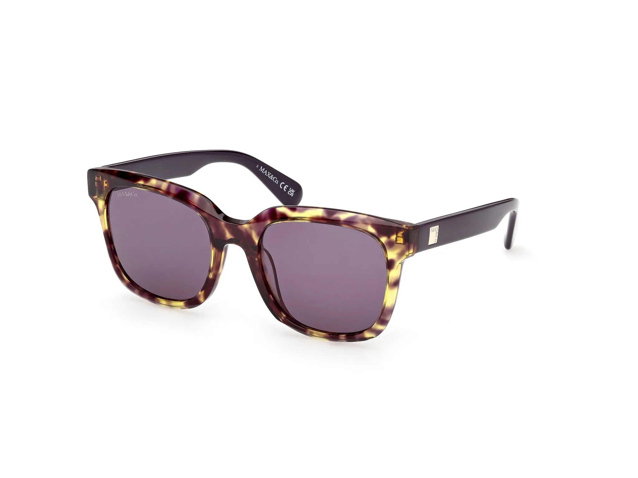 MAX&Co MO0146 56Y Occhiali da sole Acetato Havana Viola Squadrata Normale - immagine 1