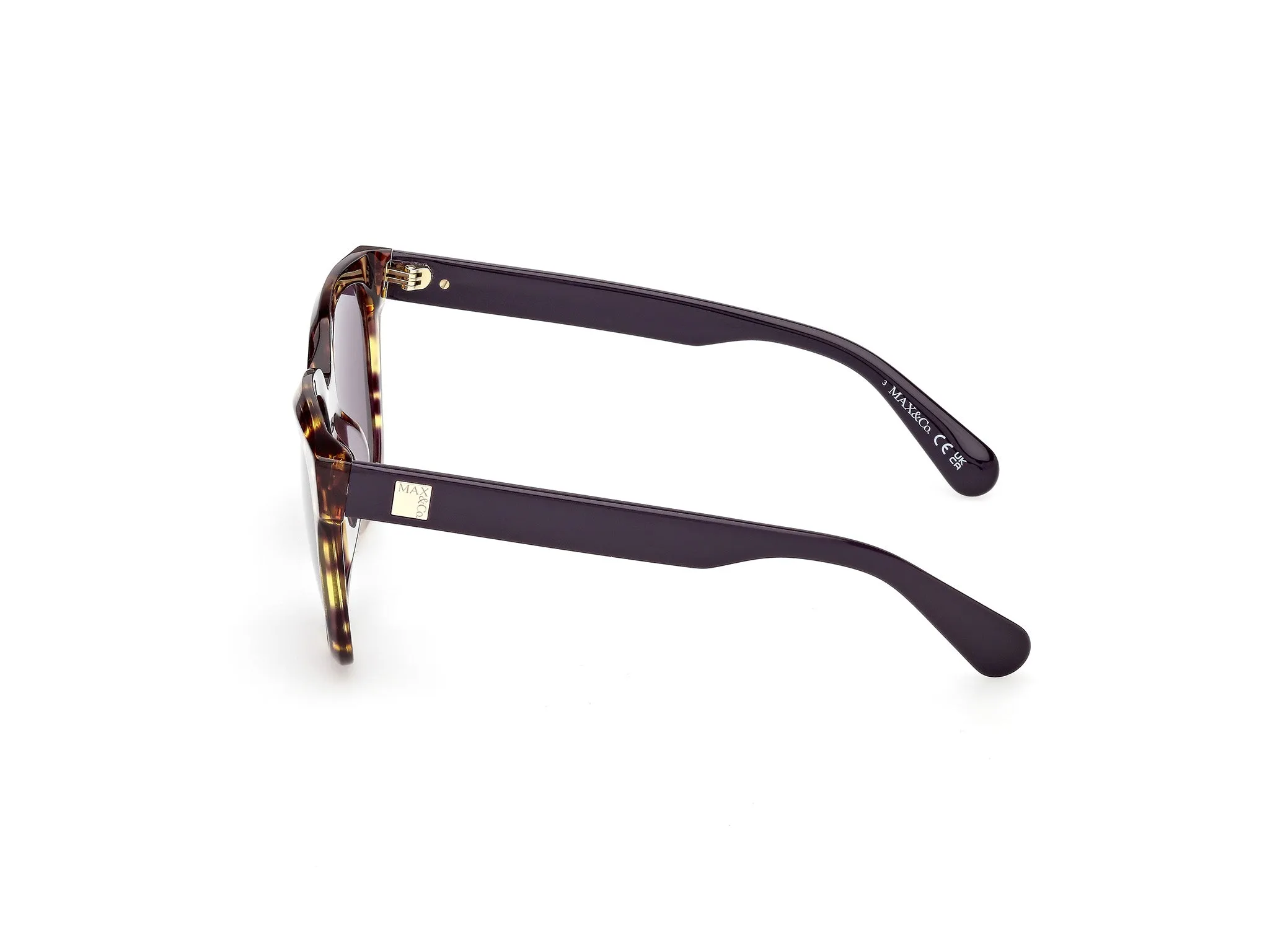 MAX&Co MO0146 56Y Occhiali da sole Acetato Havana Viola Squadrata Normale - immagine 3