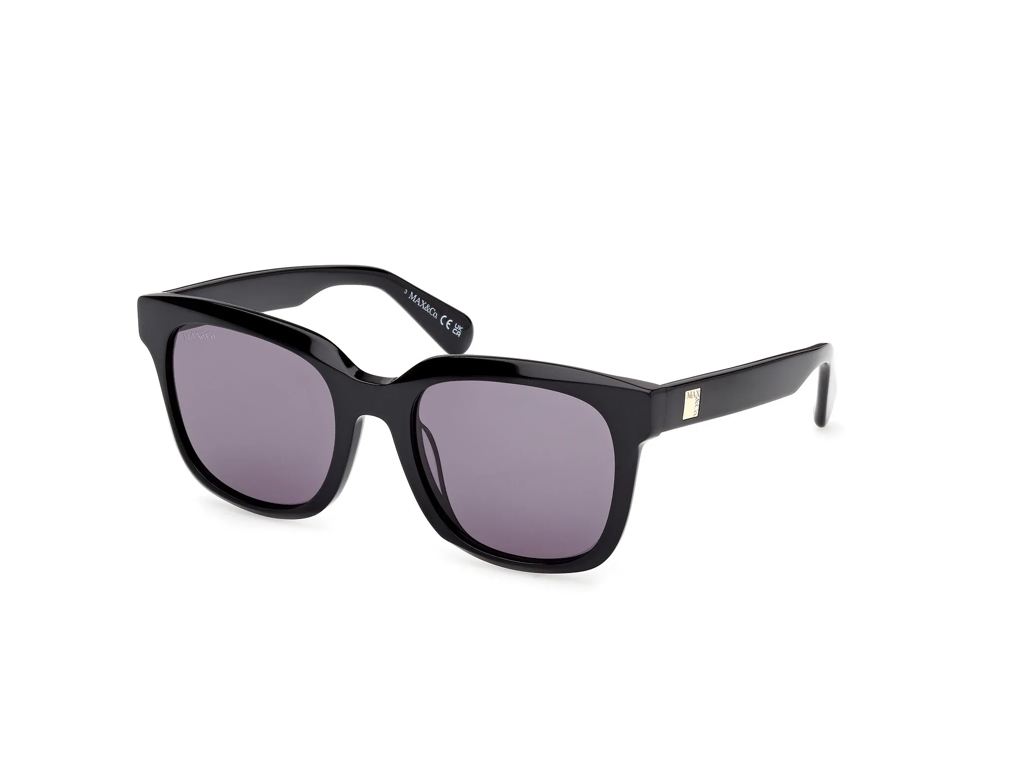 MAX&Co MO0146 01A Occhiali da sole Acetato Nero Fumo Squadrata Normale - immagine 1