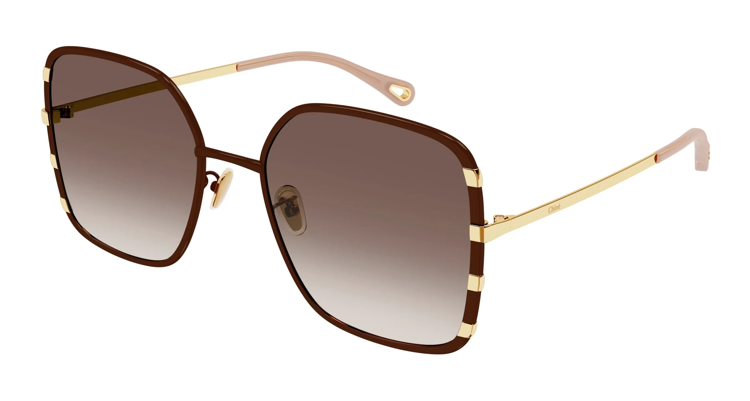 Chloé CH0143S 005 Occhiali da sole Metallo Marrone Marrone Squadrata Sfumato - immagine 1