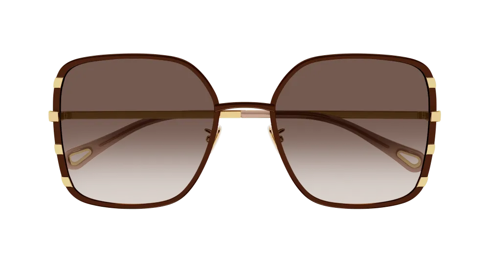 Chloé CH0143S 005 Occhiali da sole Metallo Marrone Marrone Squadrata Sfumato - immagine 2