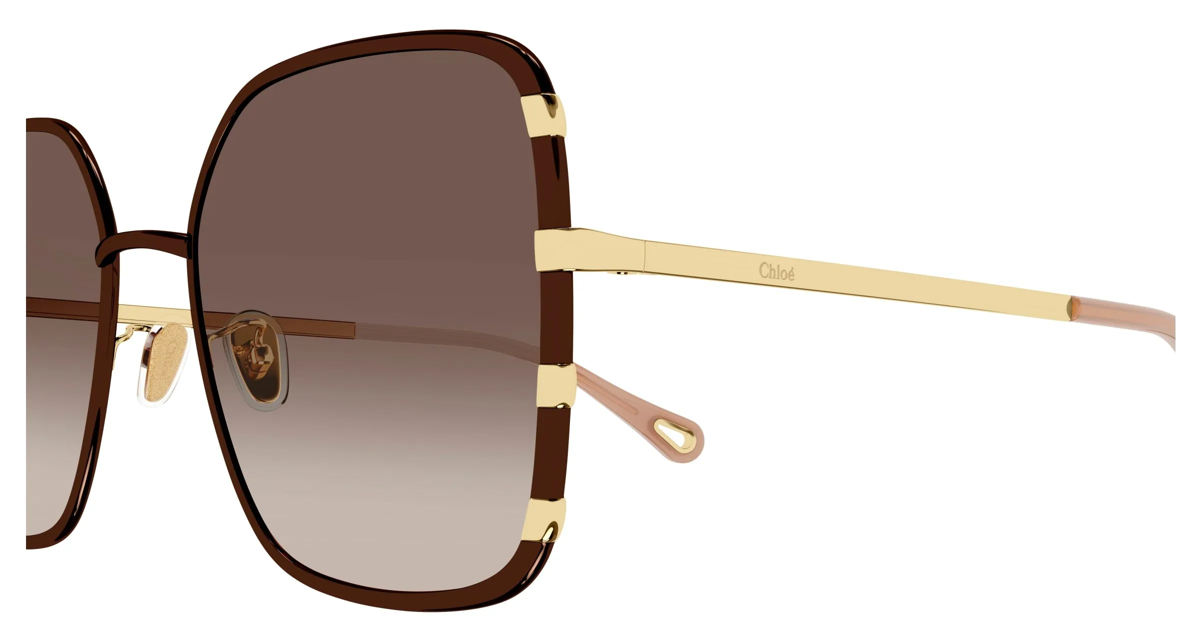 Chloé CH0143S 005 Occhiali da sole Metallo Marrone Marrone Squadrata Sfumato - immagine 4