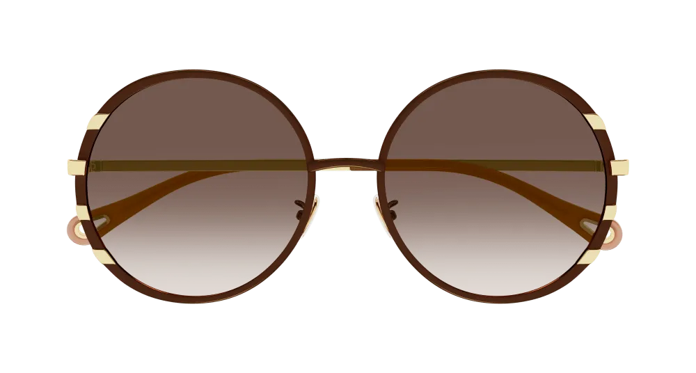 Chloé CH0144S 001 Occhiali da sole Metallo Marrone Marrone Rotonda Sfumato - immagine 2