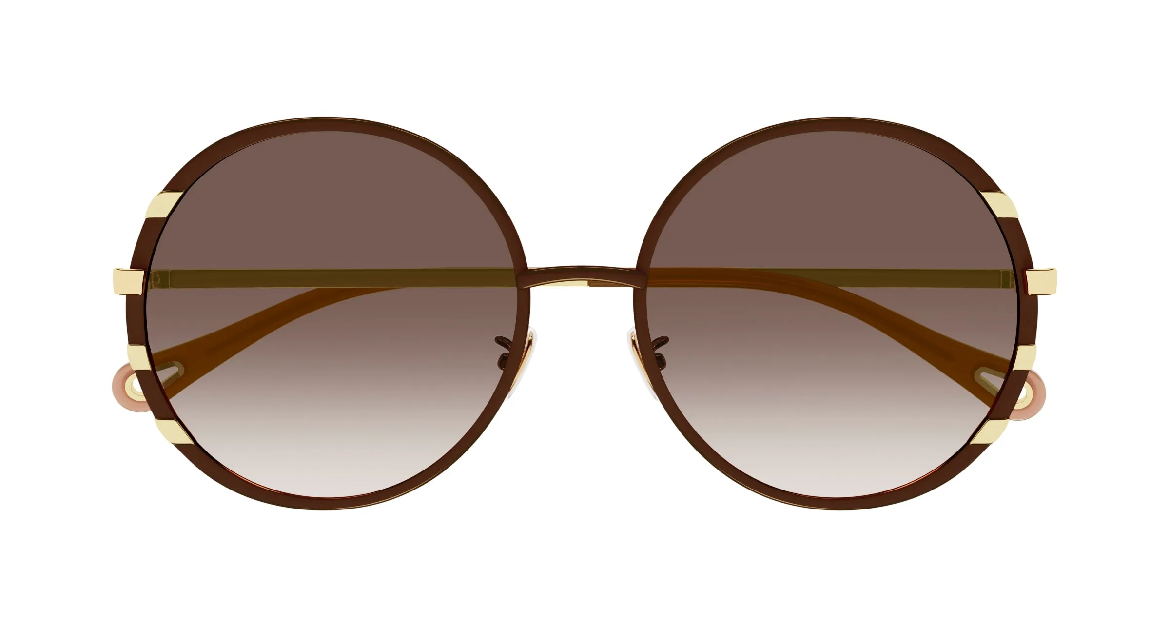 Chloé CH0144S 001 Occhiali da sole Metallo Marrone Marrone Rotonda Sfumato - immagine 3