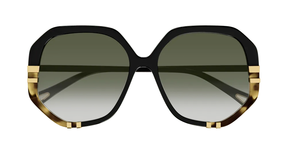 Chloé CH0105S 006 Occhiali da sole Acetato Nero Verde Geometrica Sfumato - immagine 2
