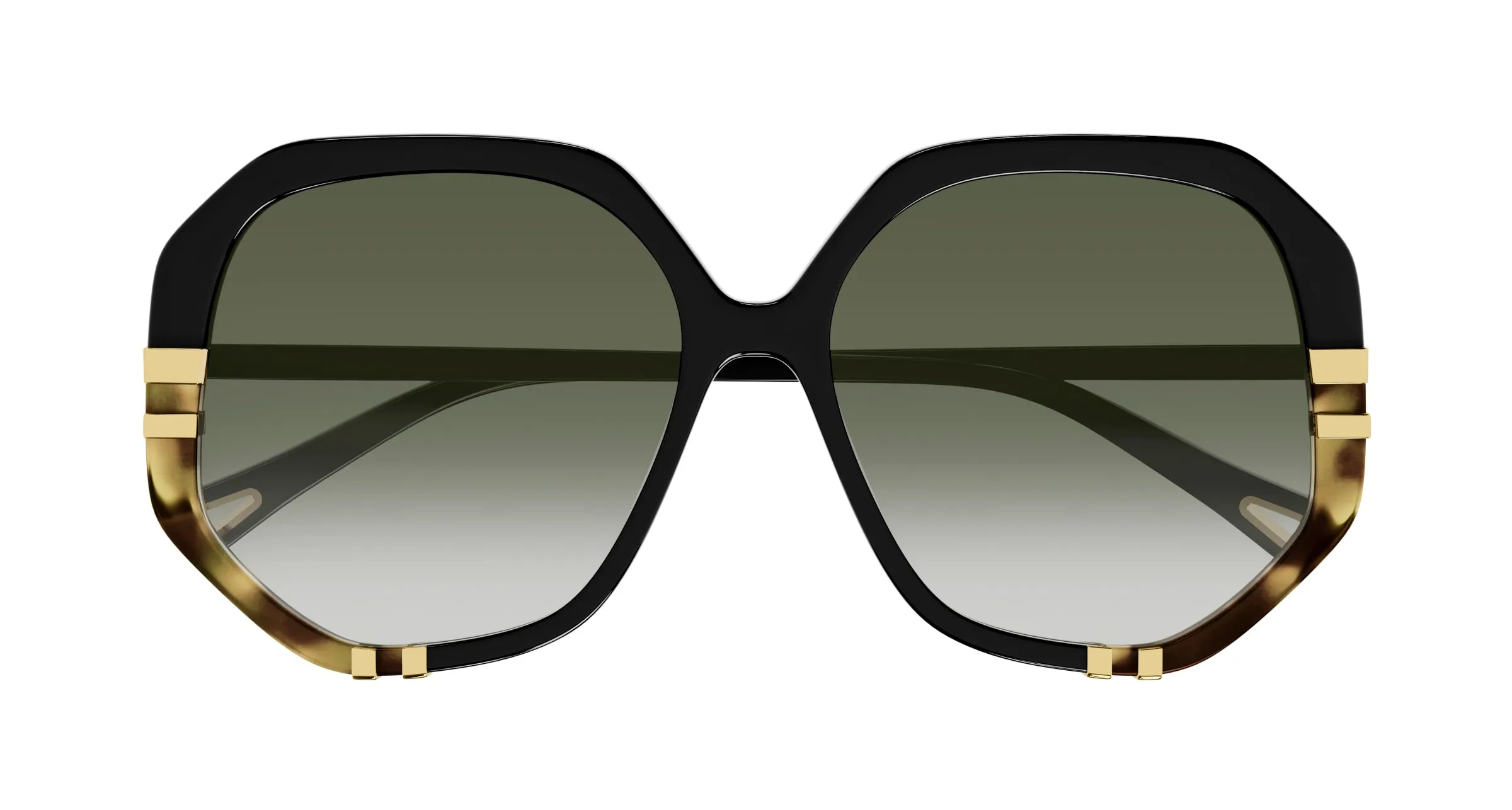Chloé CH0105S 006 Occhiali da sole Acetato Nero Verde Geometrica Sfumato - immagine 3