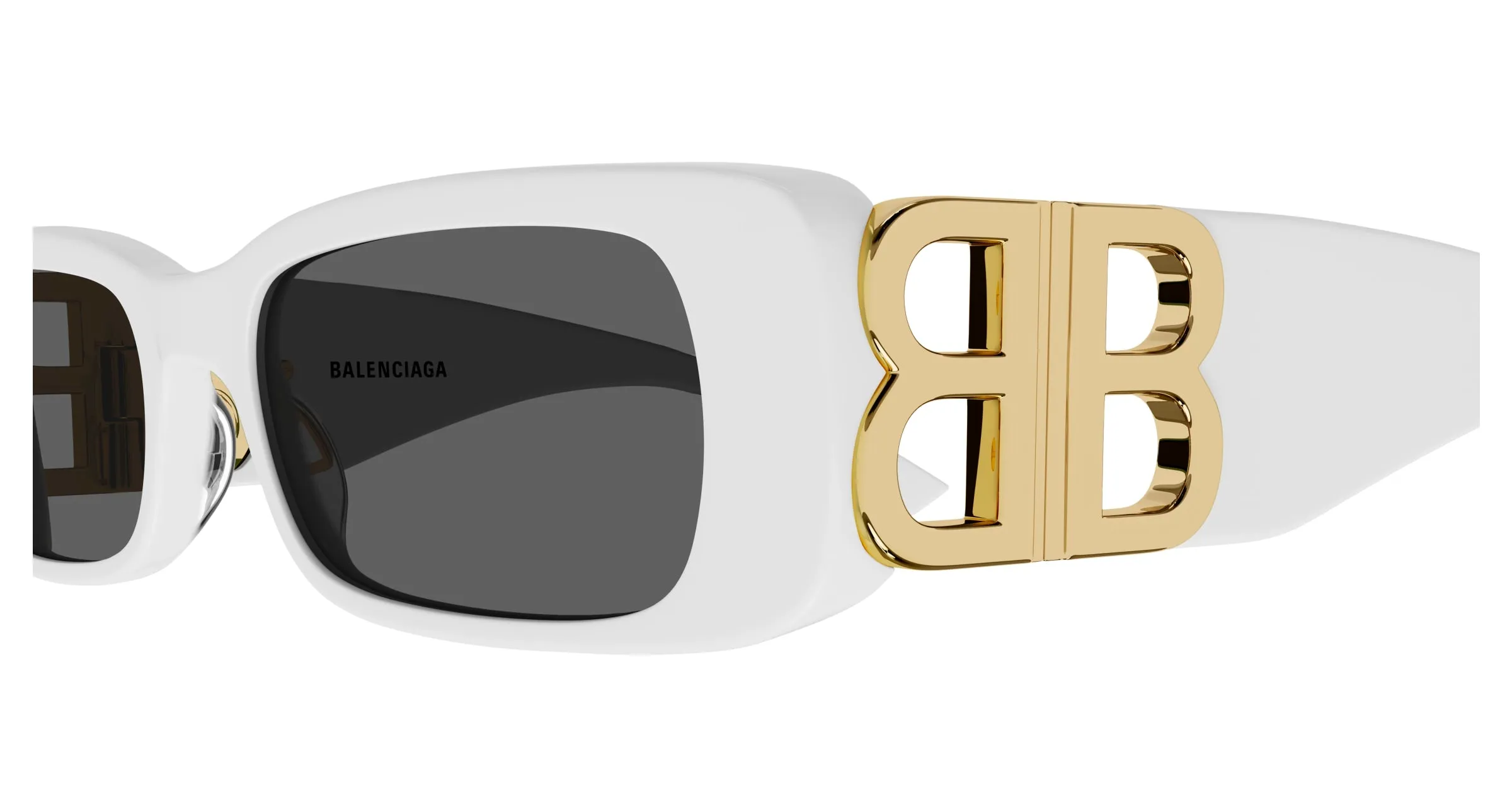 Balenciaga BB0096S 011 Occhiali da sole Acetato Bianco Grigio Squadrata Normale - immagine 3