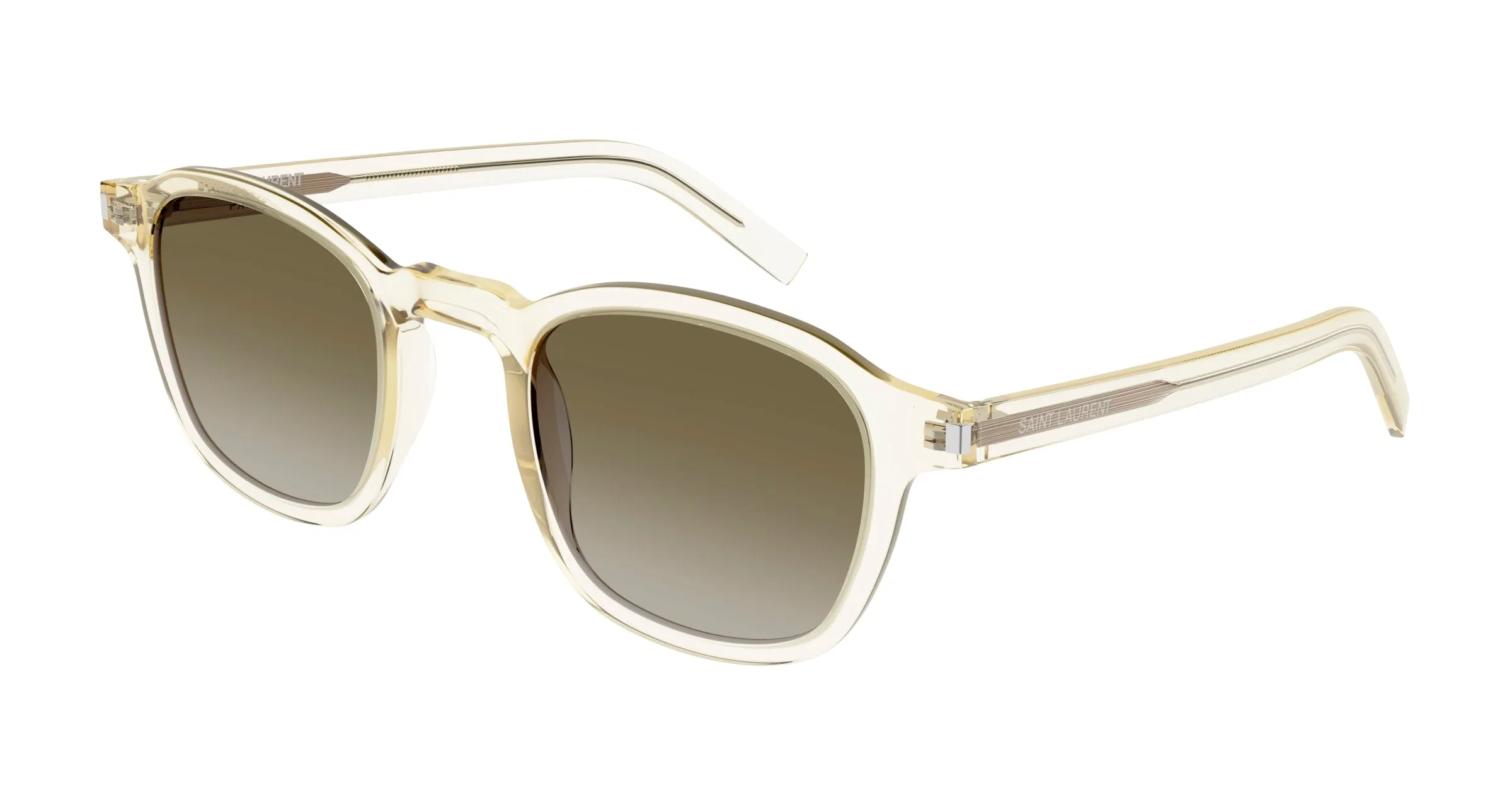 SAINT LAURENT SL 549 SLIM 007 Occhiali da sole Acetato Giallo Marrone Rotonda Normale Sfumato - immagine 1