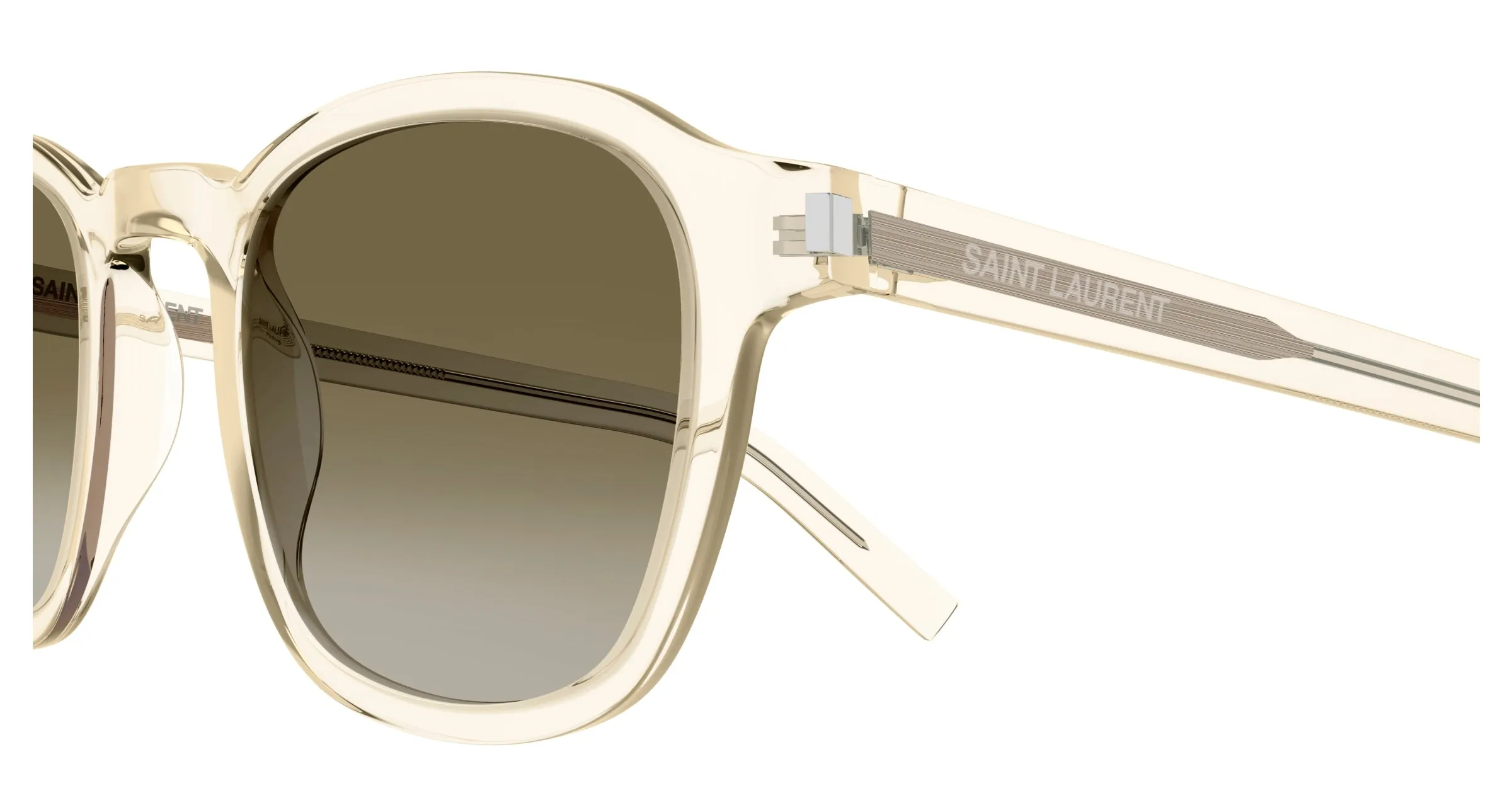 SAINT LAURENT SL 549 SLIM 007 Occhiali da sole Acetato Giallo Marrone Rotonda Normale Sfumato - immagine 4