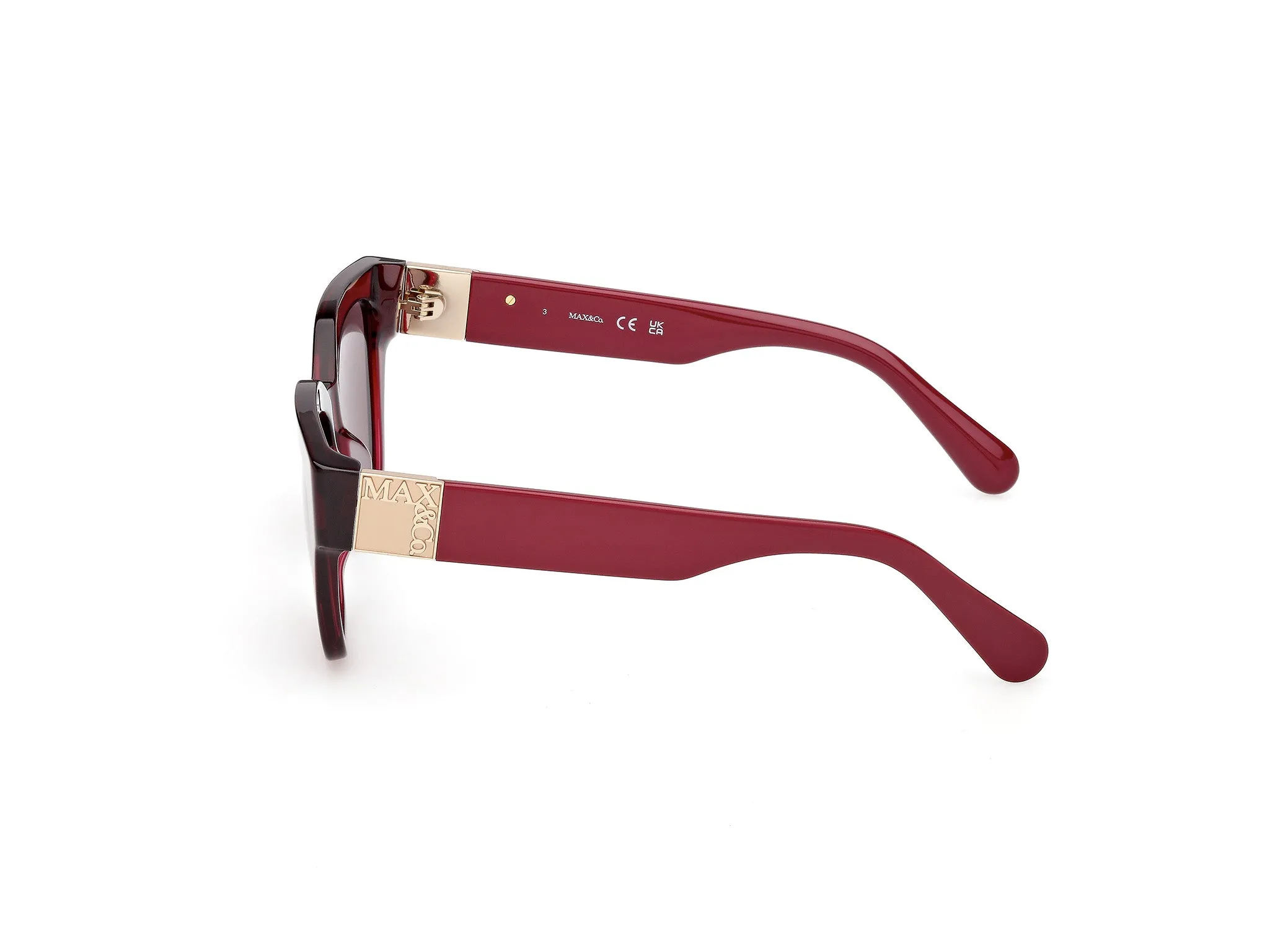 MAX&Co MO0138 69E Occhiali da sole Acetato Bordeaux Marrone Squadrata Normale - immagine 3