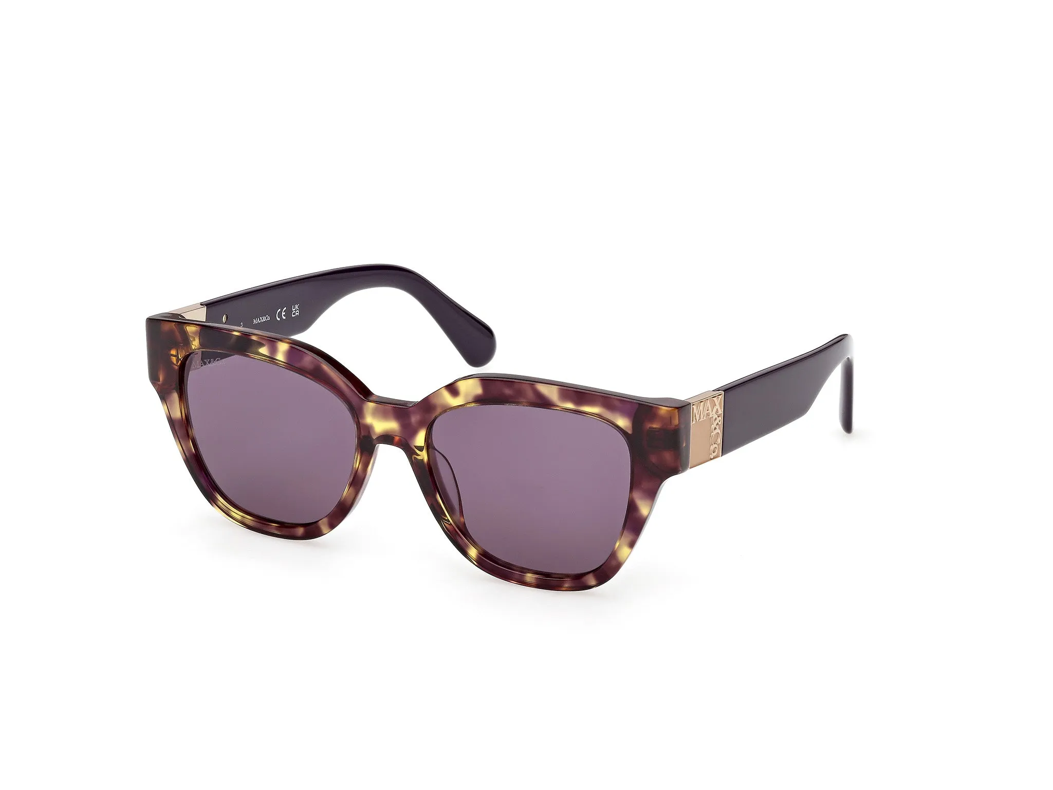 MAX&Co MO0138 56Y Occhiali da sole Acetato Havana Viola Squadrata Normale - immagine 1