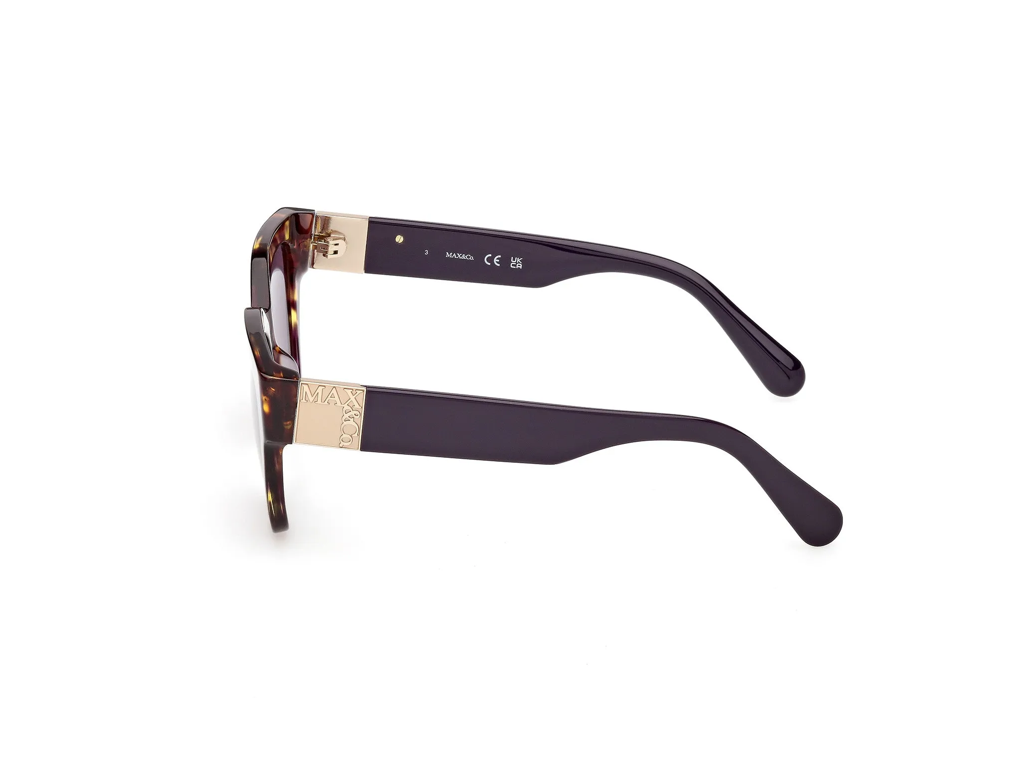MAX&Co MO0138 56Y Occhiali da sole Acetato Havana Viola Squadrata Normale - immagine 3