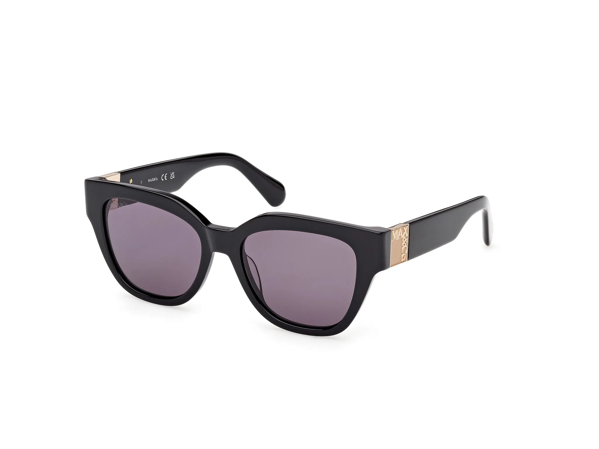 MAX&Co MO0138 01A Occhiali da sole Acetato Nero Fumo Squadrata Normale - immagine 1