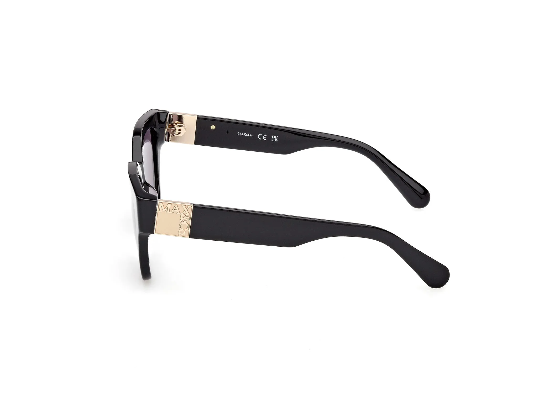 MAX&Co MO0138 01A Occhiali da sole Acetato Nero Fumo Squadrata Normale - immagine 3