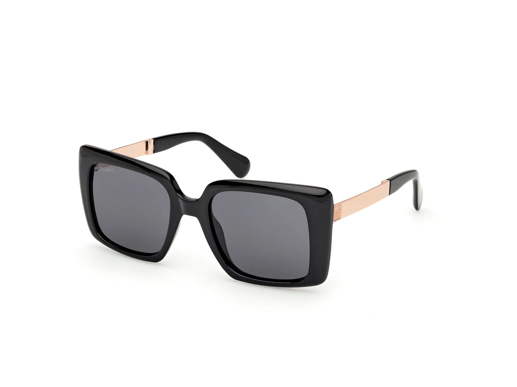 MAX&Co MO0134 01A Occhiali da sole Iniettato Nero Fumo Squadrata Normale - immagine 1