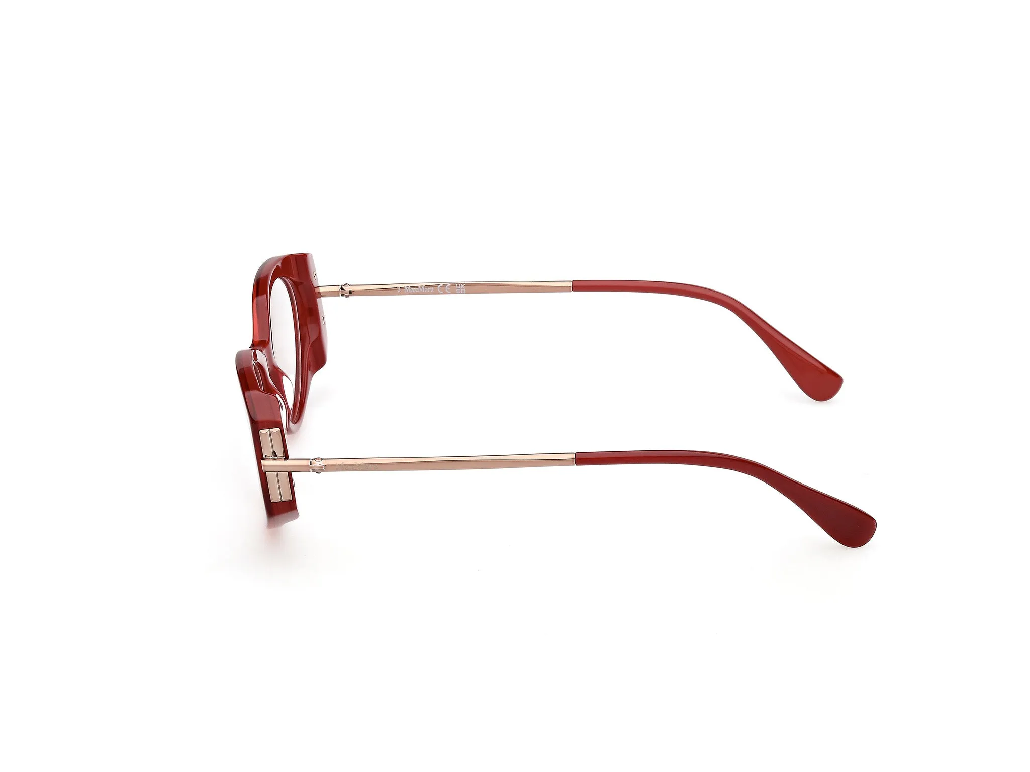 Max Mara MM5204 069 Montature da vista Acetato Bordeaux Rotonda Normale - immagine 3
