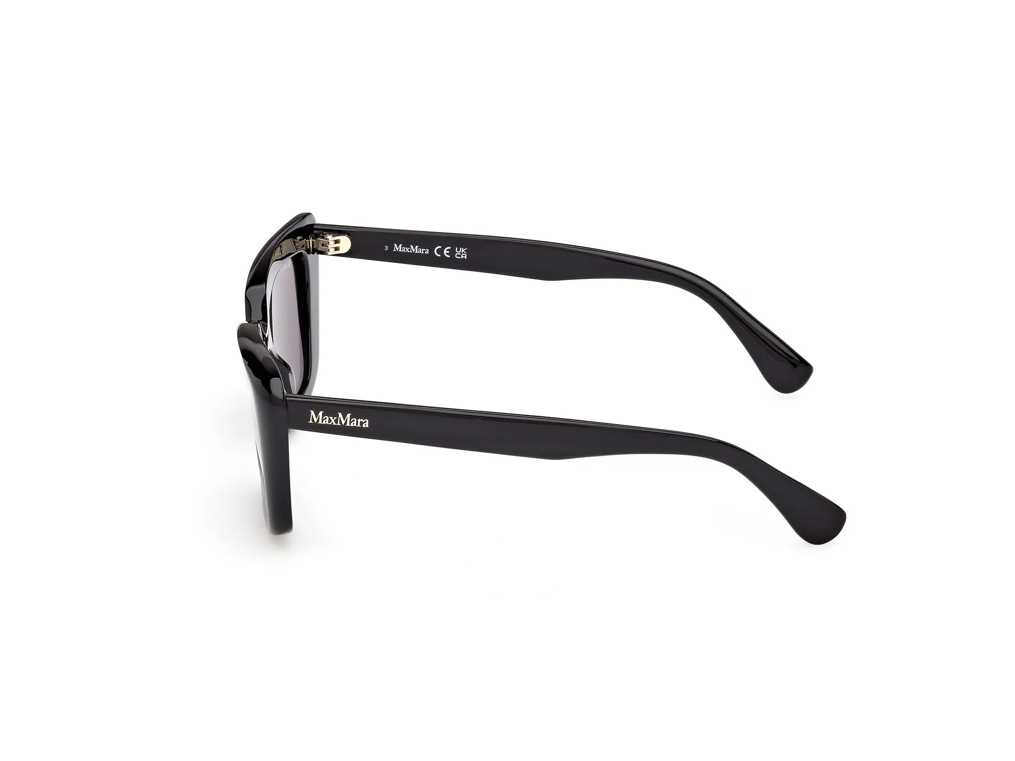 Max Mara MM0171 ELIZABETH 01A Occhiali da sole Acetato Nero Fumo Cat Eye Normale - immagine 3