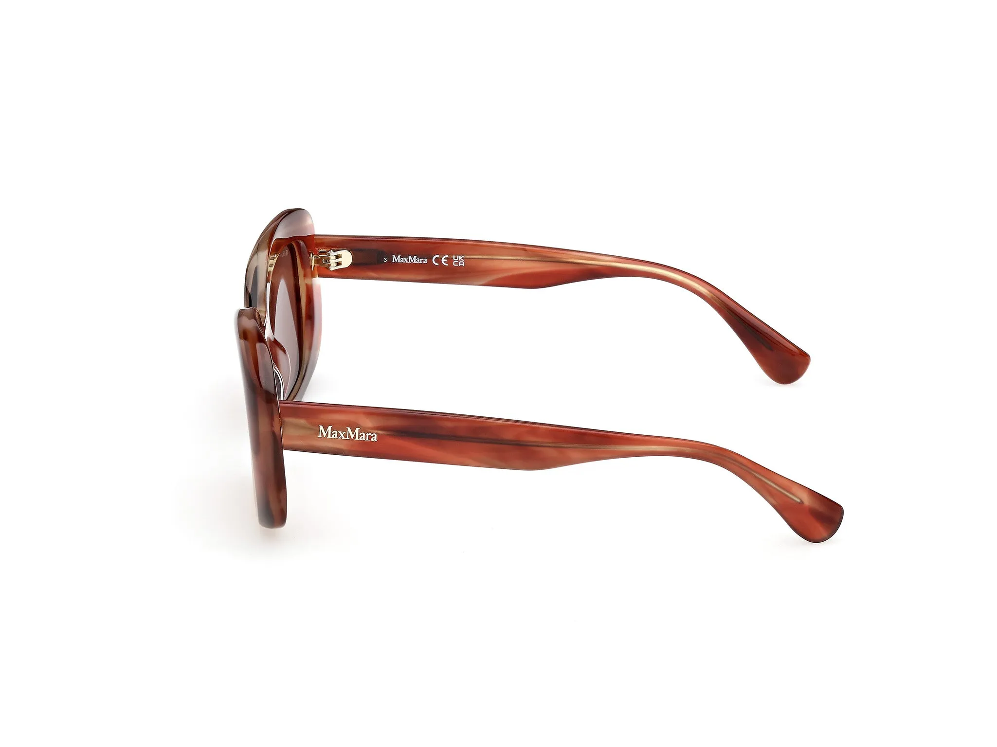 Max Mara MM0170 ELIZABETH 1 68E Occhiali da sole Acetato Arancione Marrone Rotonda Normale - immagine 3