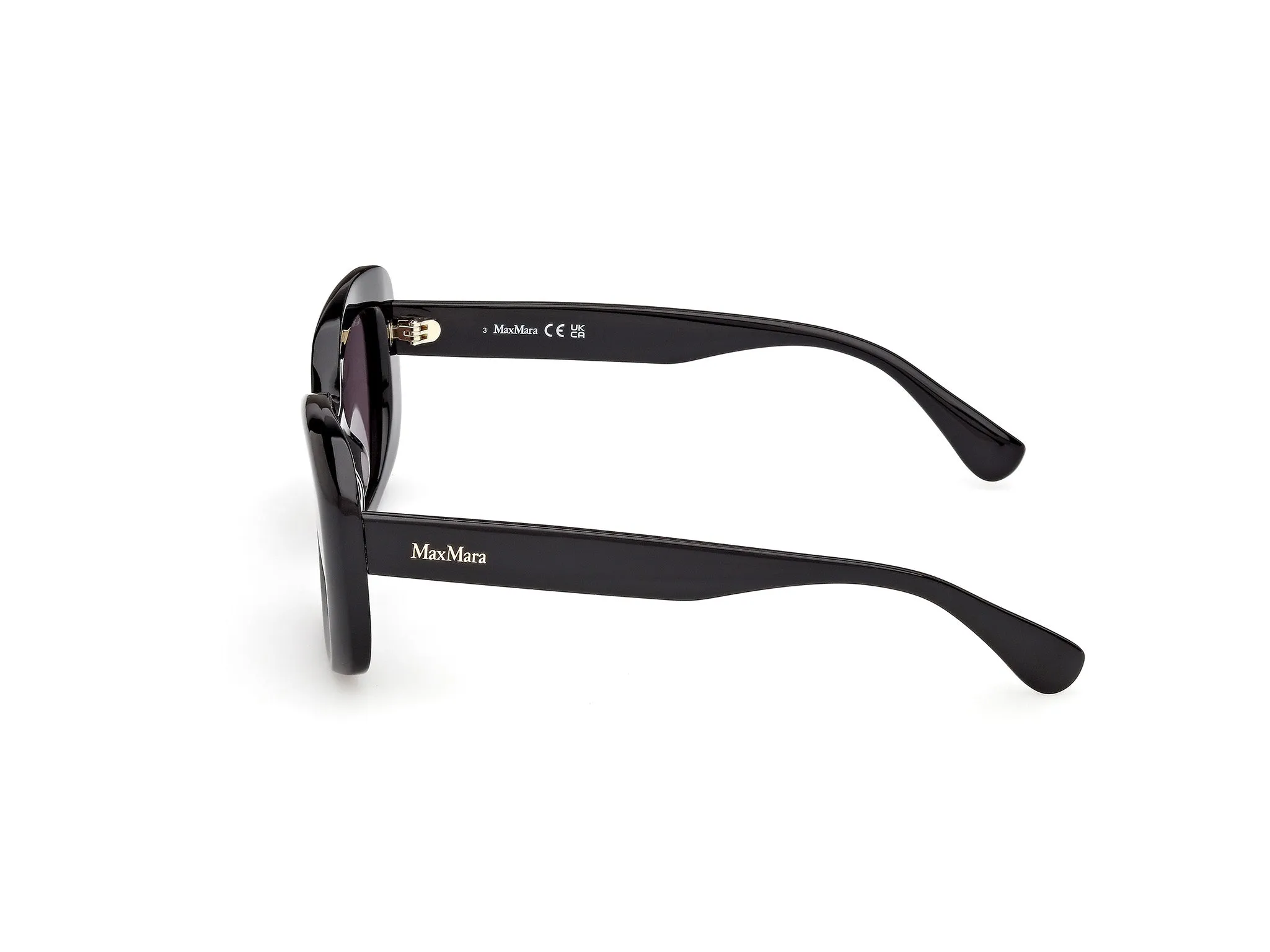 Max Mara MM0170 ELIZABETH 1 01A Occhiali da sole Acetato Nero Fumo Rotonda Normale - immagine 3