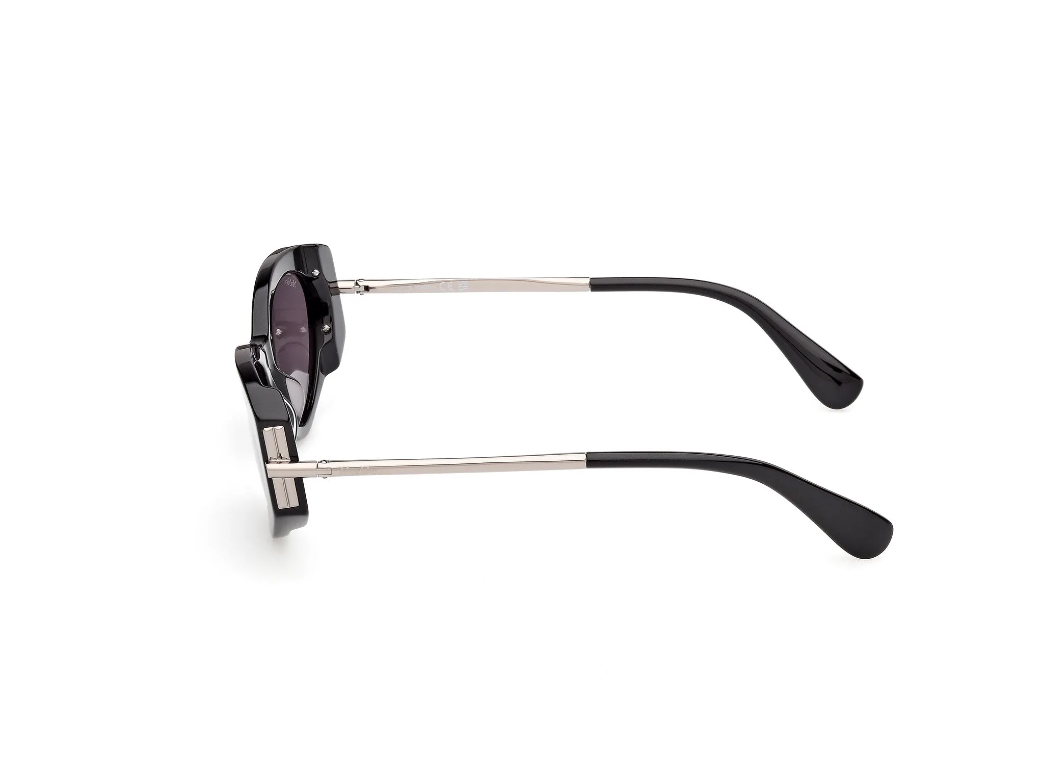 Max Mara MM0167 ROQUEBRUNE 1 01A Occhiali da sole Acetato Nero Fumo Rotonda Normale - immagine 3