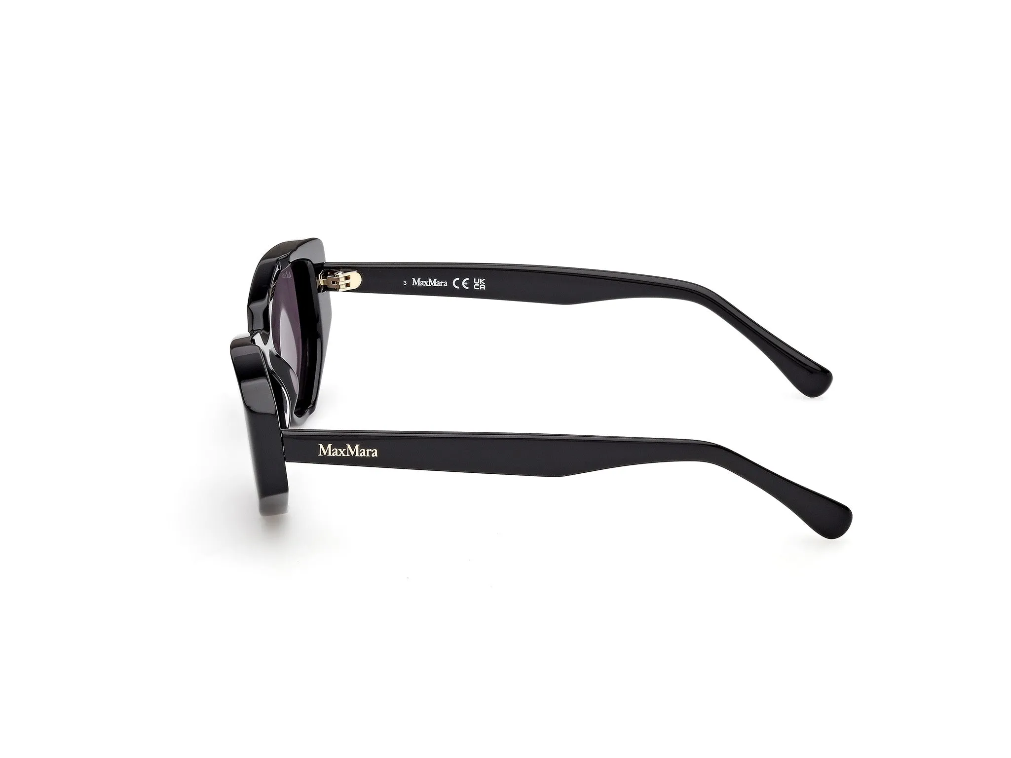 Max Mara MM0161 LEE4 01A Occhiali da sole Acetato Nero Fumo Rotonda Normale - immagine 3