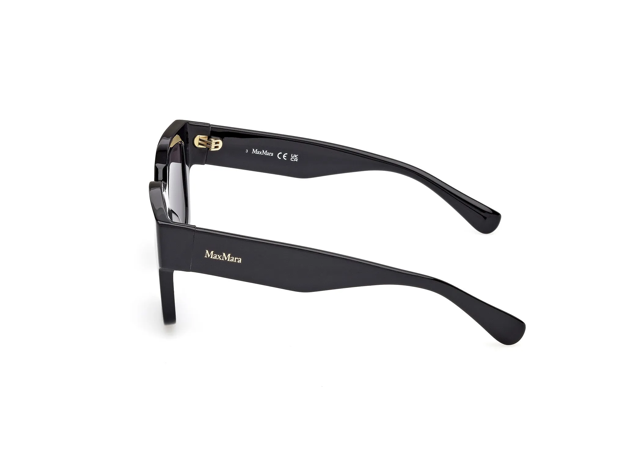 Max Mara MM0145 GLIMPSE-7 01A Occhiali da sole Acetato Nero Fumo Rotonda Normale - immagine 3