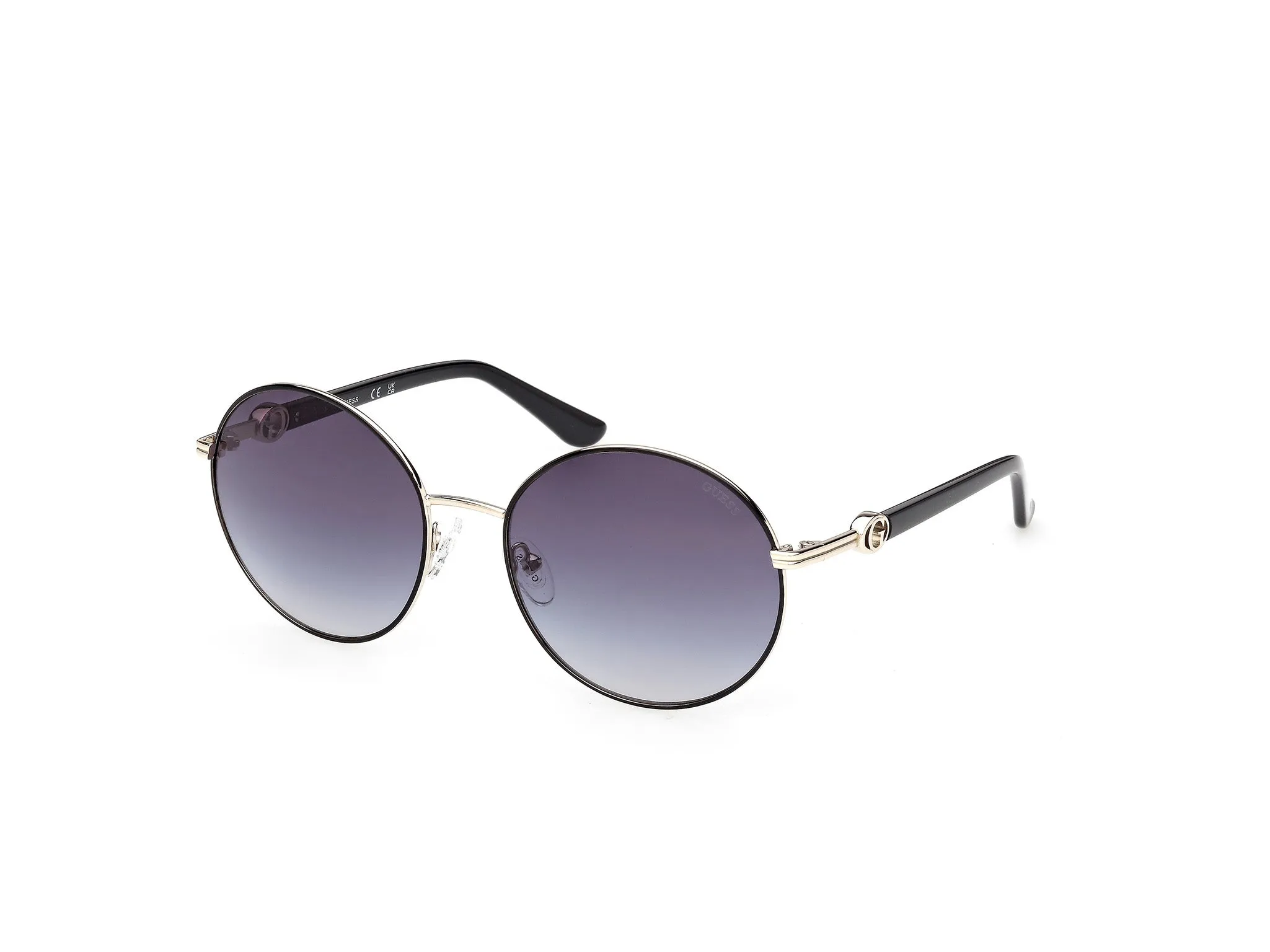 Guess GU00260 01B Occhiali da sole Metallo Nero Fumo Rotonda Normale - immagine 1