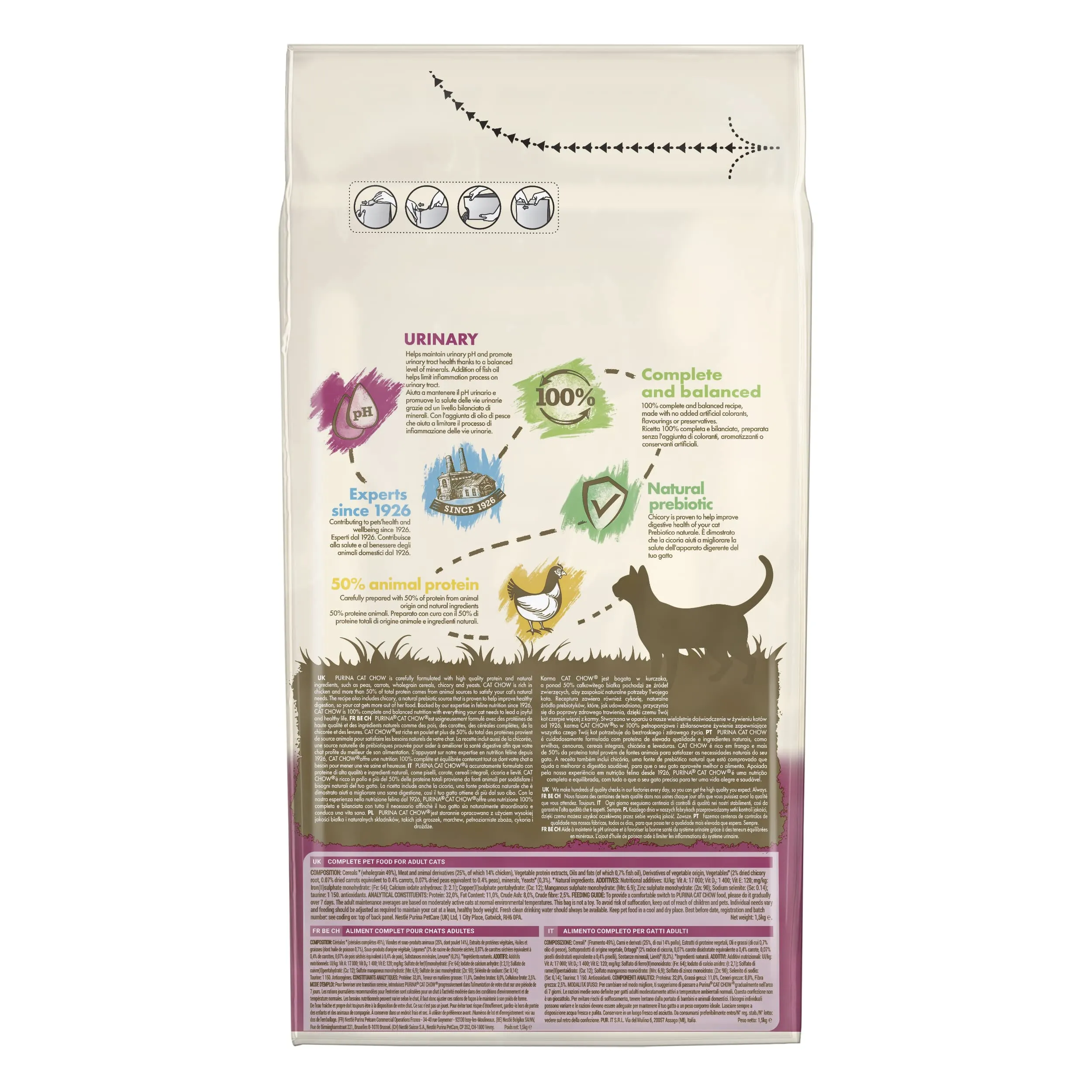PURINA CAT CHOW Urinary Crocchette per Gatti Adulti con Pollo 6 Sacchi da 1.5kg - immagine 3