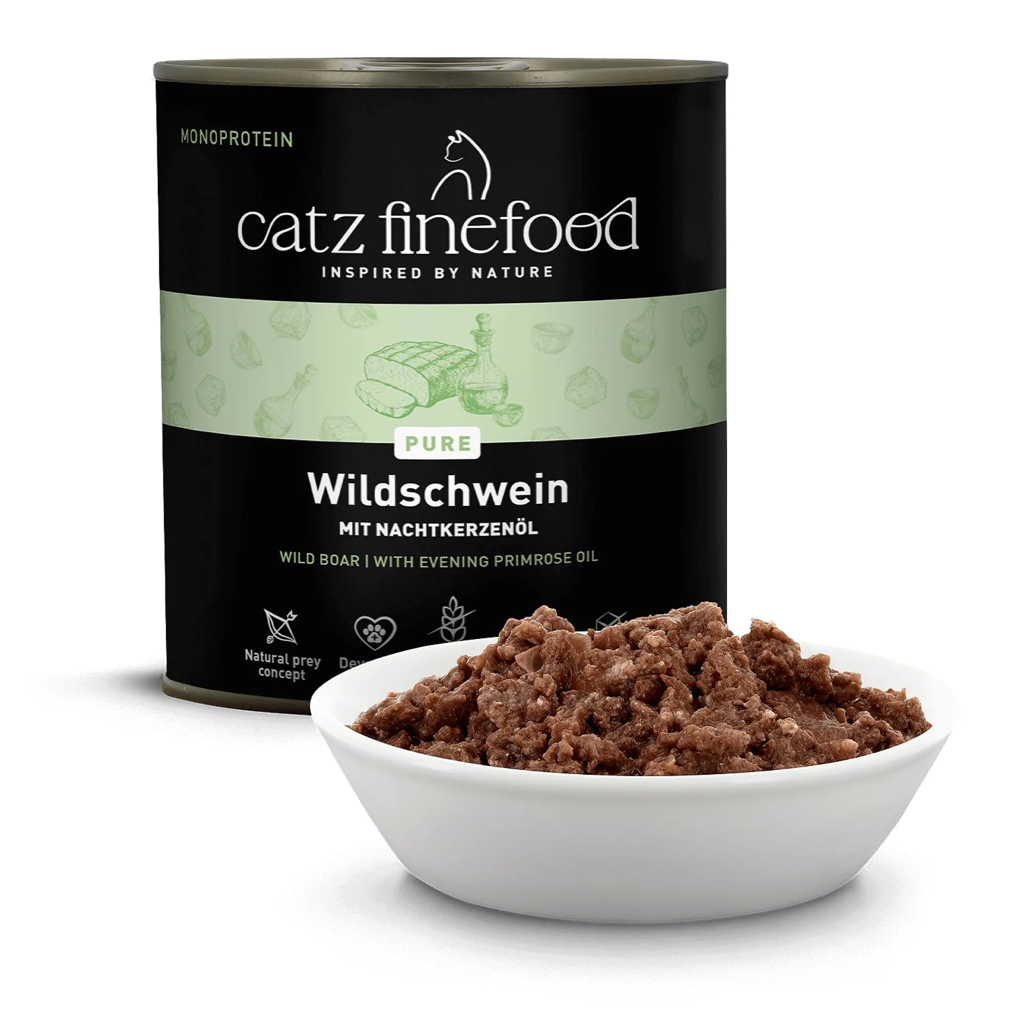 catz finefood Purrrrr - Cibo monoproteico per gatti bagnato N° 109, per gatti sensibili alla nutrizione, 70% carne, 6 barattoli da 800 g - immagine 2