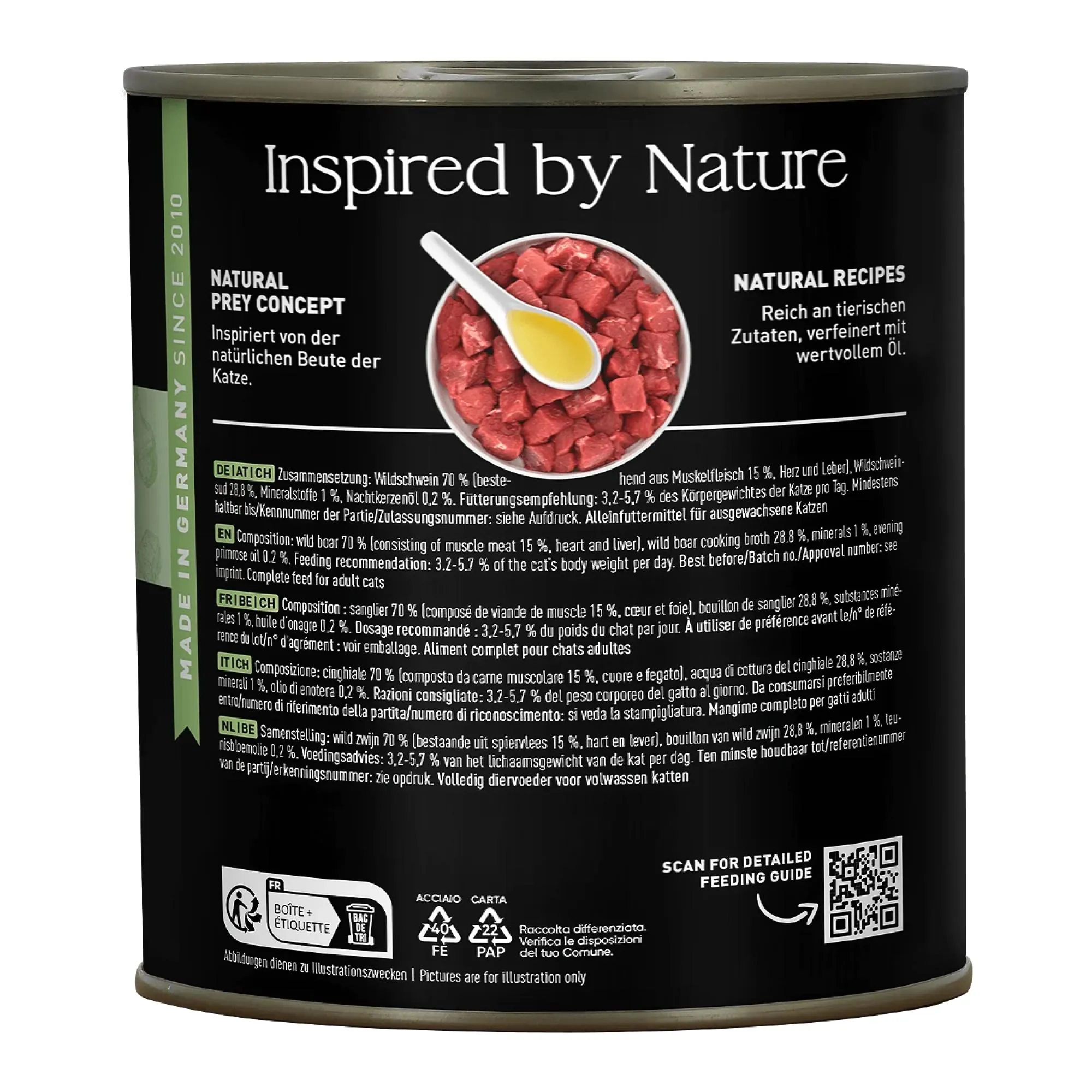 catz finefood Purrrrr - Cibo monoproteico per gatti bagnato N° 109, per gatti sensibili alla nutrizione, 70% carne, 6 barattoli da 800 g - immagine 3