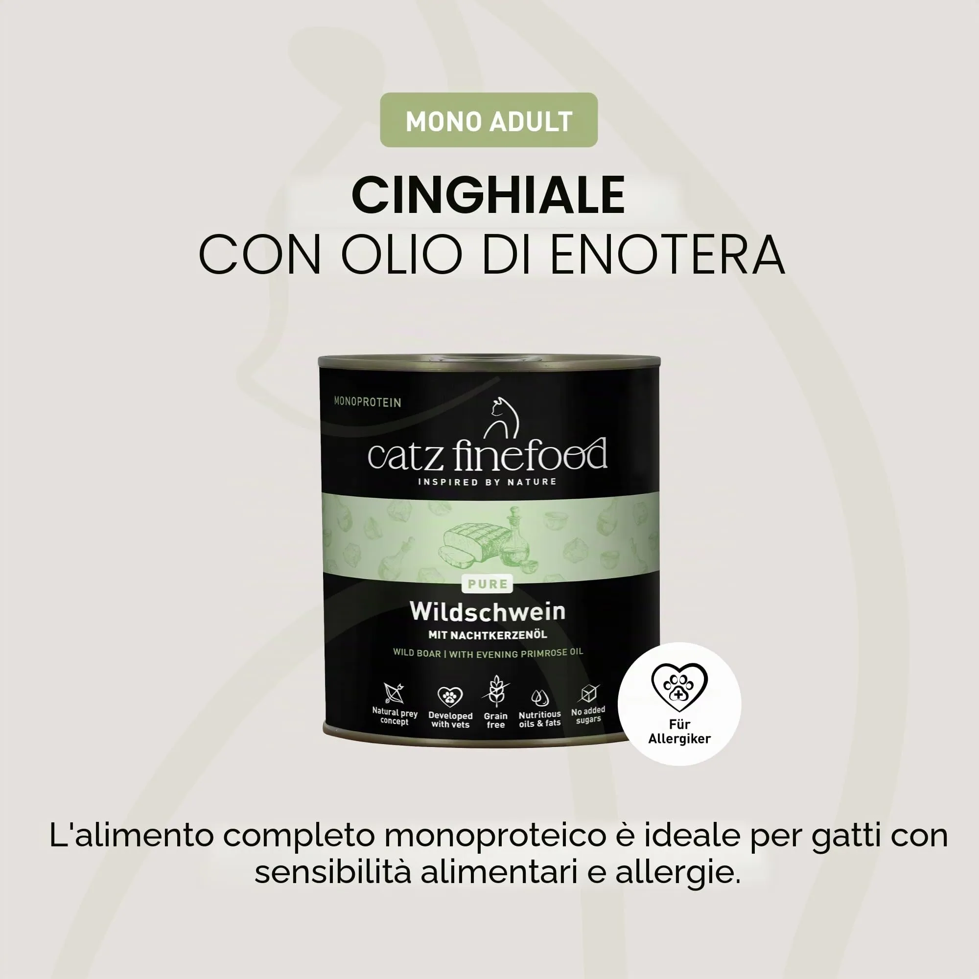 catz finefood Purrrrr - Cibo monoproteico per gatti bagnato N° 109, per gatti sensibili alla nutrizione, 70% carne, 6 barattoli da 800 g - immagine 5