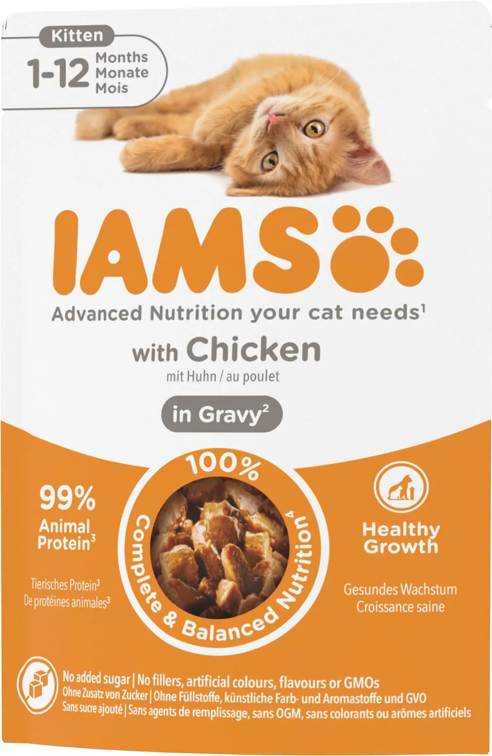 IAMS Delights Kitten - Cibo umido per gattini con pollo in salsa, 24 x 85 g - immagine 4