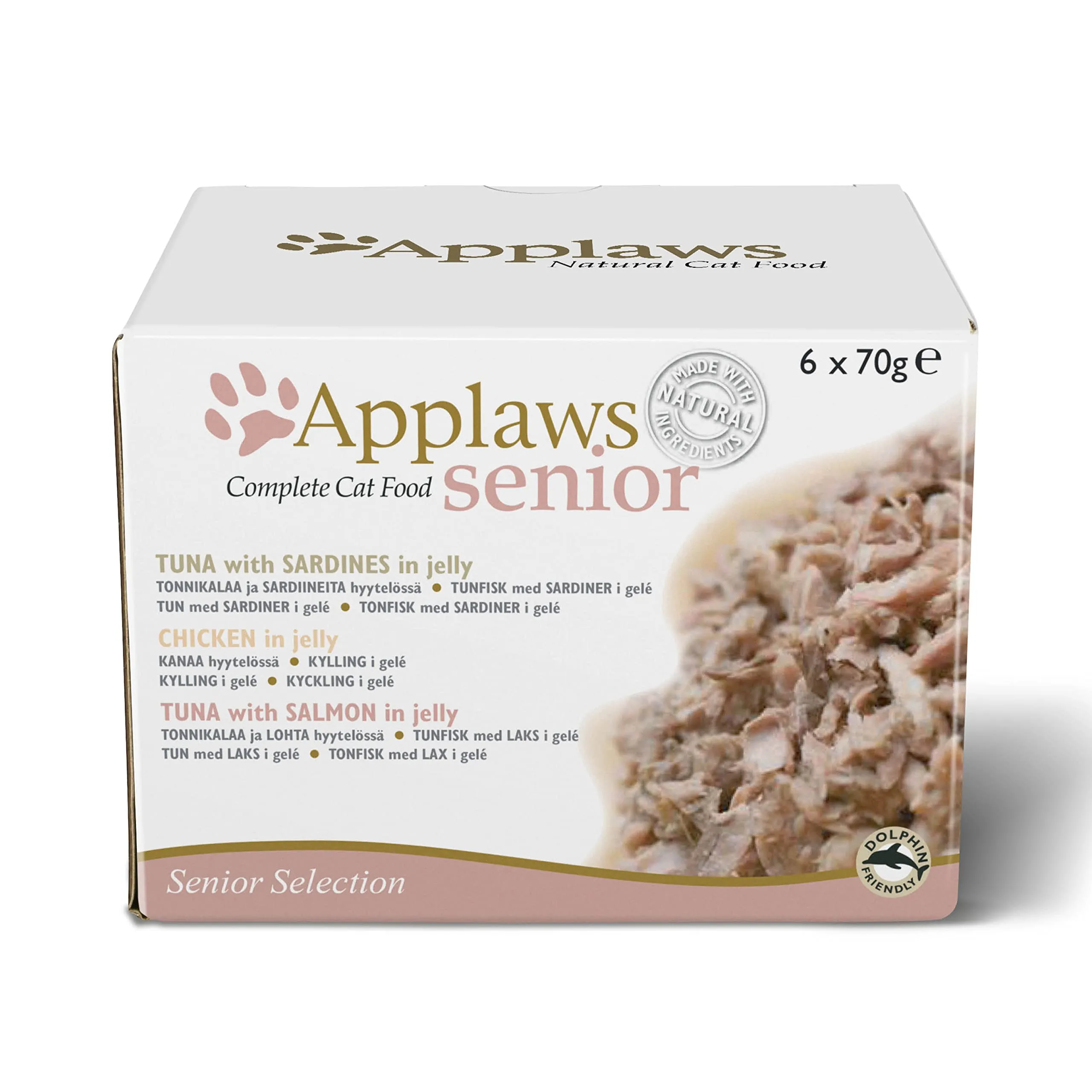 Applaws Wet Cat Food for Senior Adult Cats, Multipack Tuna and Chicken Selection in Jelly 6 x 70g - immagine 1
