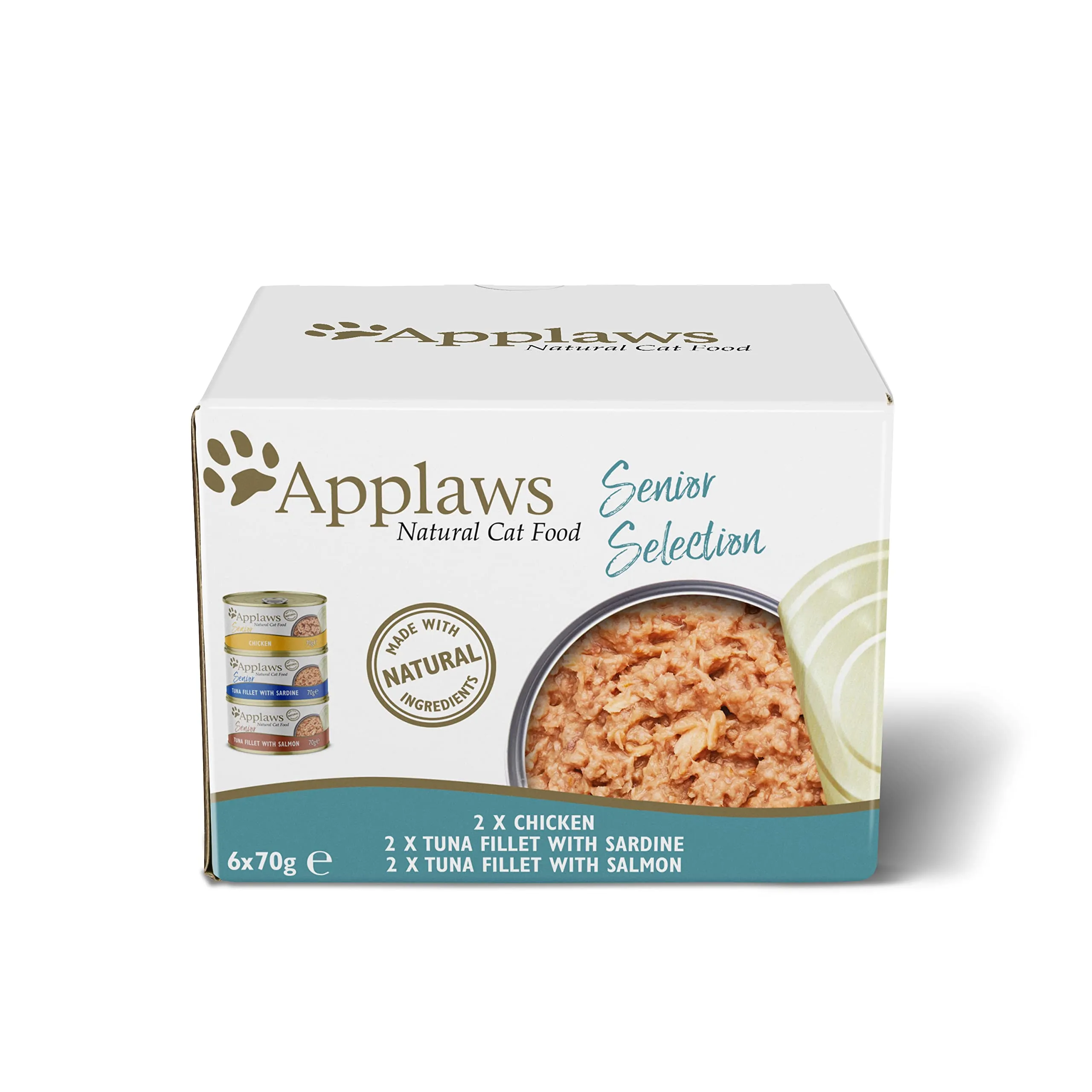 Applaws Wet Cat Food for Senior Adult Cats, Multipack Tuna and Chicken Selection in Jelly 6 x 70g - immagine 2
