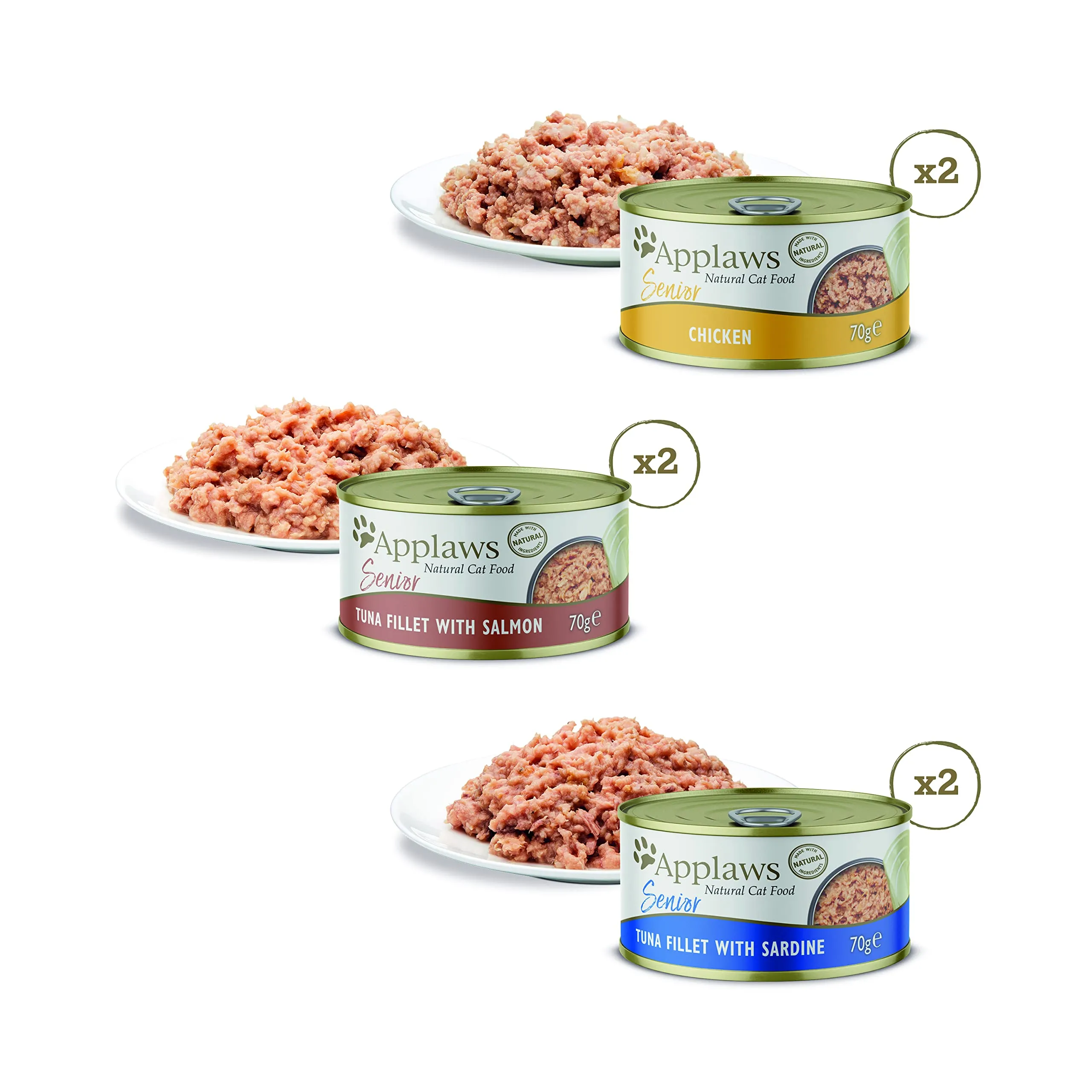 Applaws Wet Cat Food for Senior Adult Cats, Multipack Tuna and Chicken Selection in Jelly 6 x 70g - immagine 3