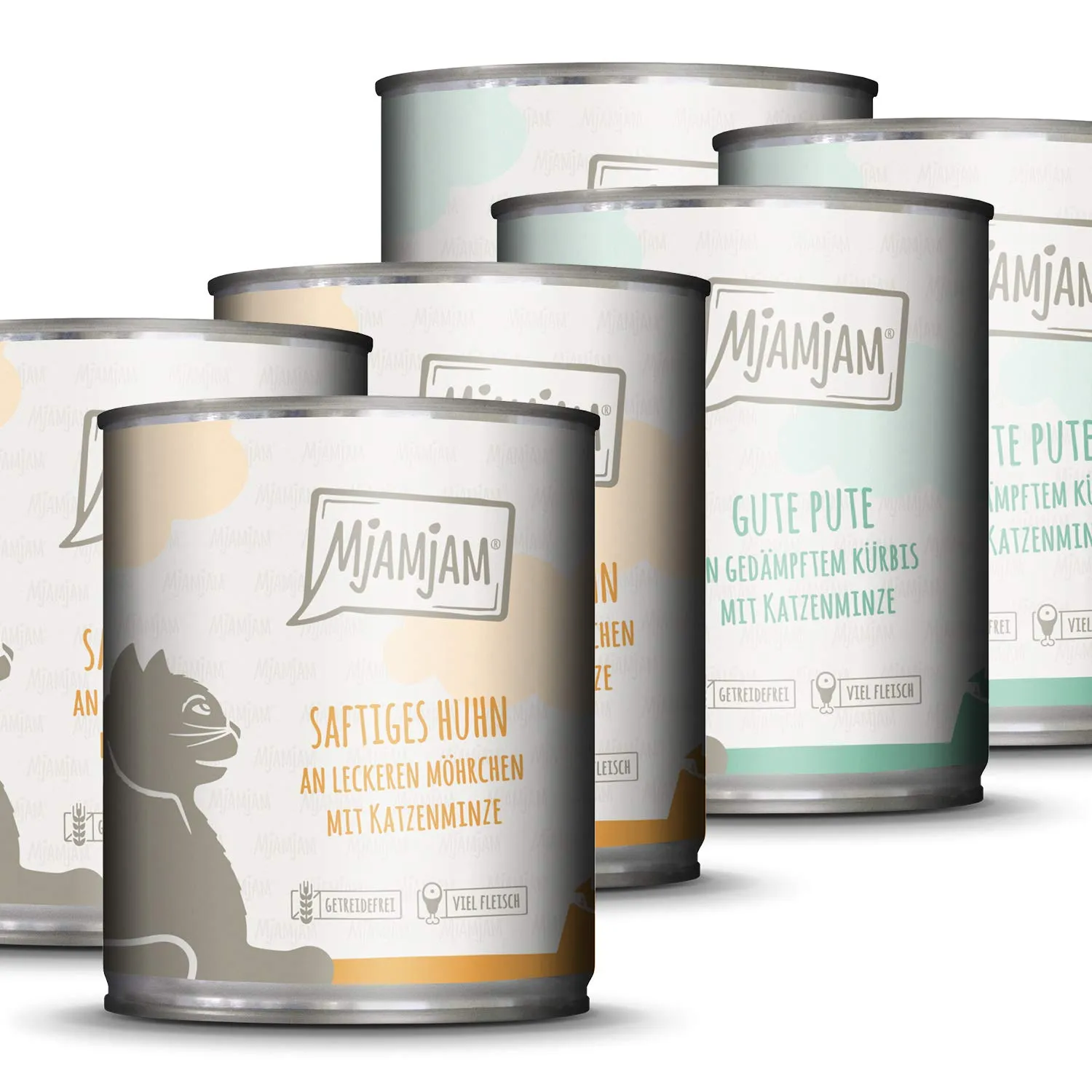 MjAMjAM - cibo umido premium per gatti - confezione mono I - con pollo e tacchino, confezione da 6 (6 x 800 g), senza cereali con carne extra - immagine 1