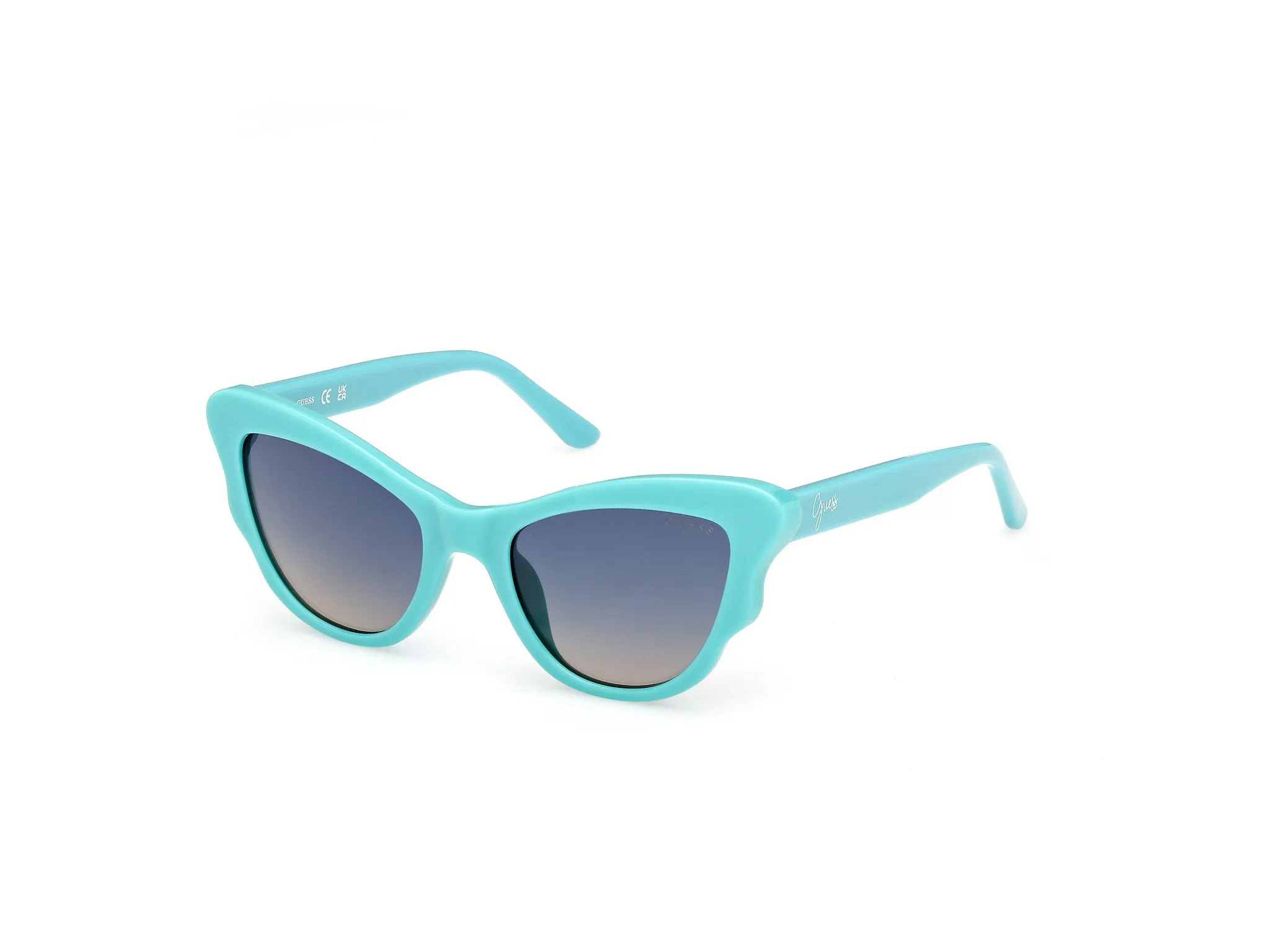Guess GU00228 87W Occhiali da sole Iniettato Turchese Blu Cat Eye Normale - immagine 1