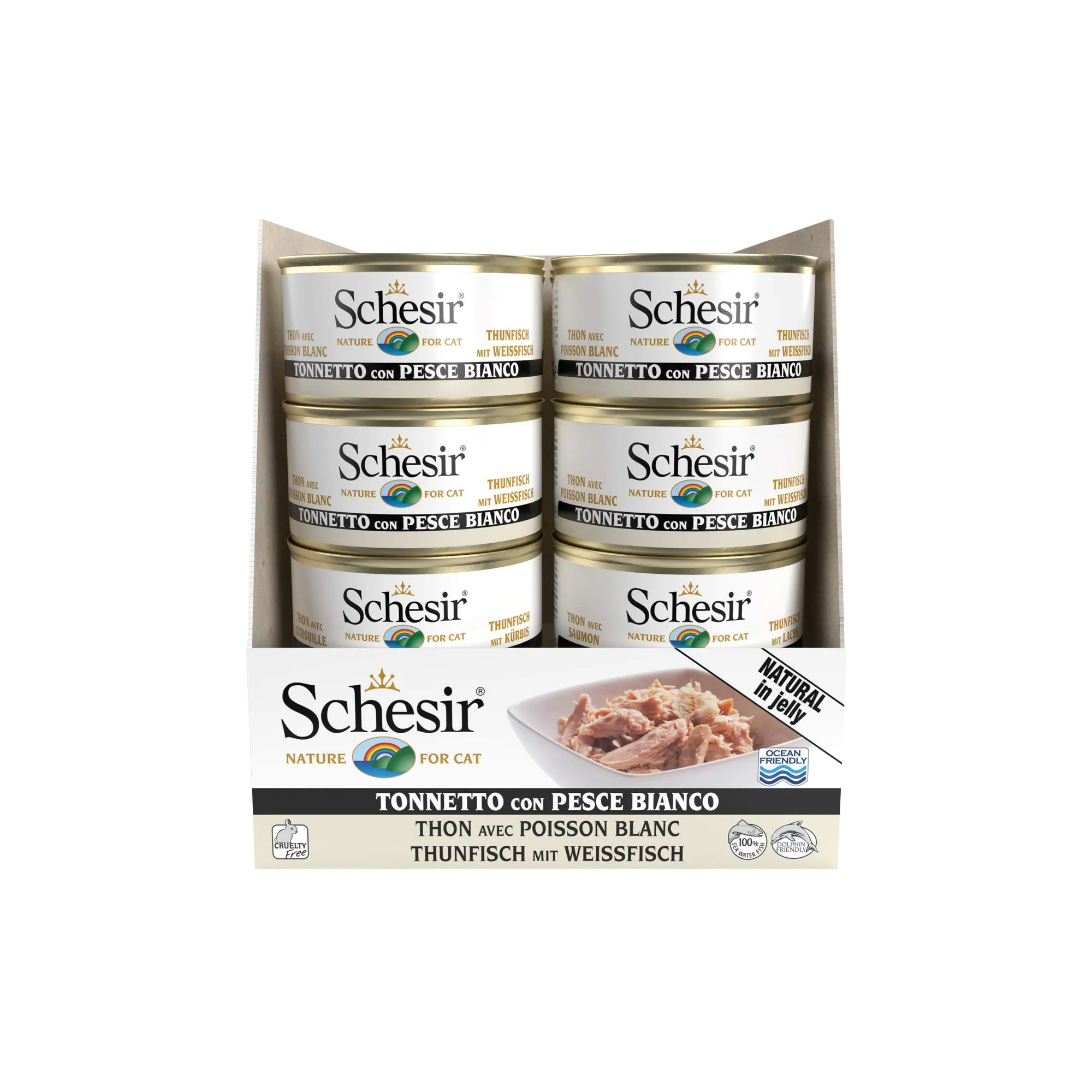 Schesir, Cibo Umido per Gatti Adulti al Gusto Tonnetto con Pesce Bianco, Filetti in Morbida Gelatina - Totale 2,04 kg (24 Lattine da 85 gr) - immagine 2