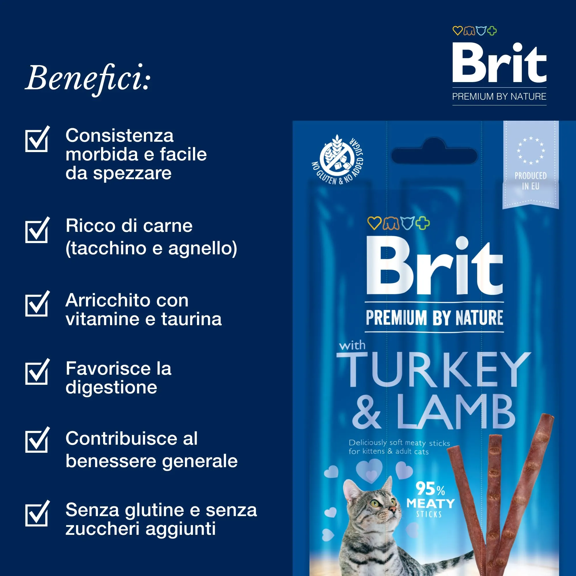 Brit Premium - Bastoncini per Gatti, Tacchino e Agnello, 15 g - immagine 2