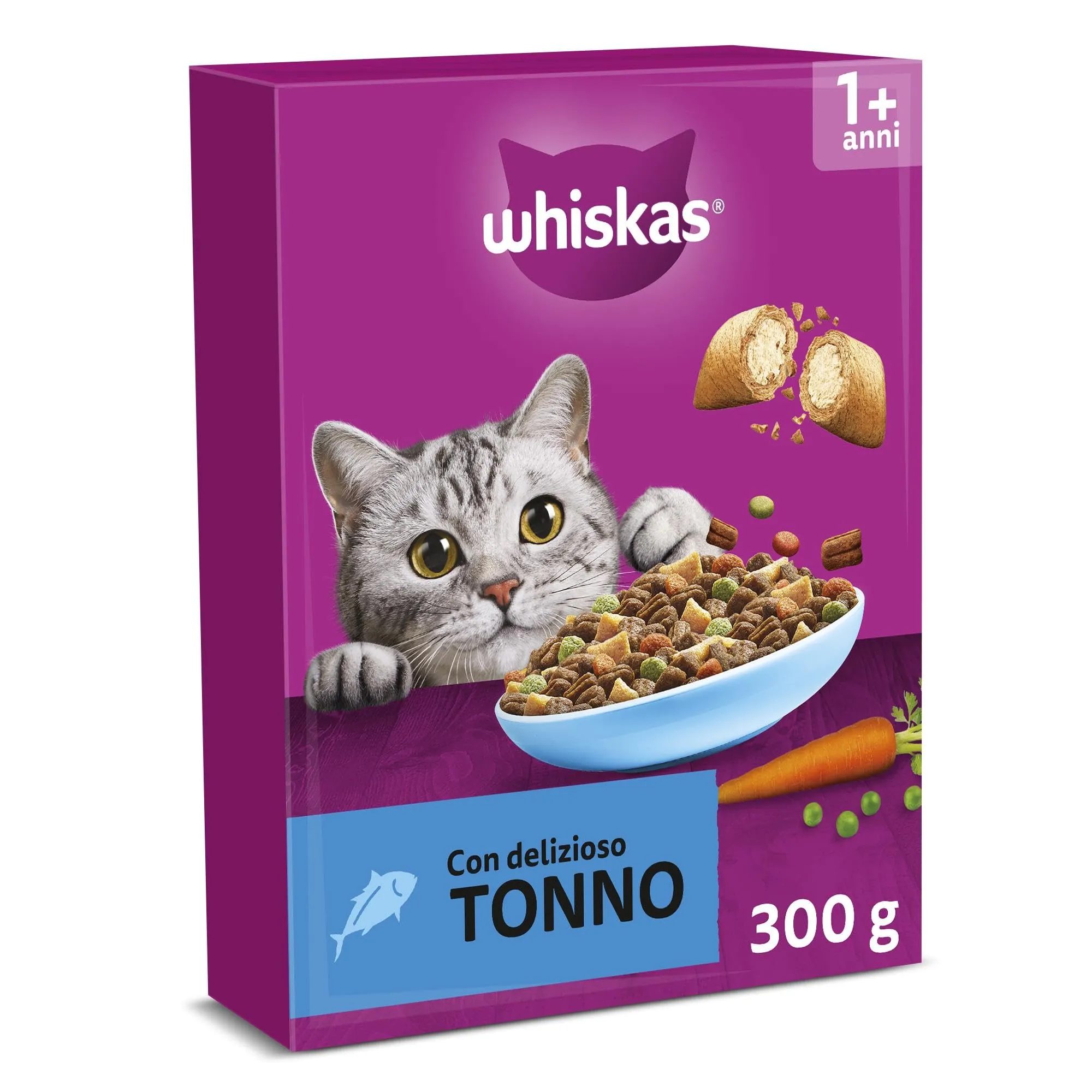 WHISKAS Cibo Secco per Gatti Adulti 300g con Tonno, confezione da 14 - immagine 1