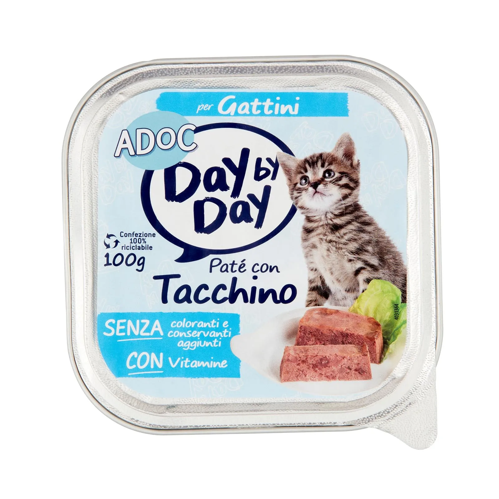 ADoC Day By Day Cat Gatto Paté Per Gattini con Tacchino - Box da 16 Vaschette da 100gr - immagine 1