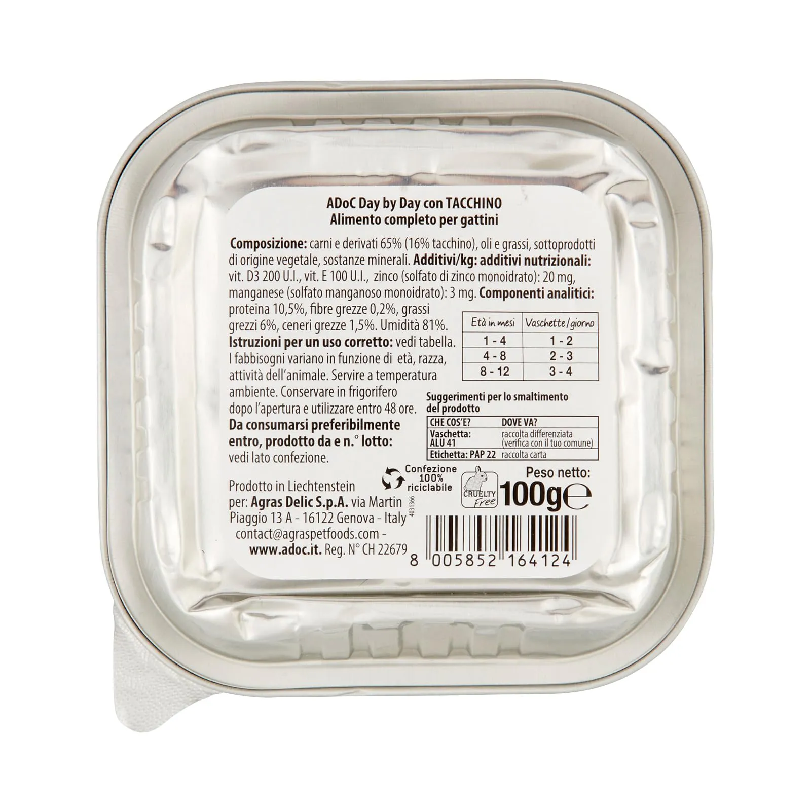 ADoC Day By Day Cat Gatto Paté Per Gattini con Tacchino - Box da 16 Vaschette da 100gr - immagine 2