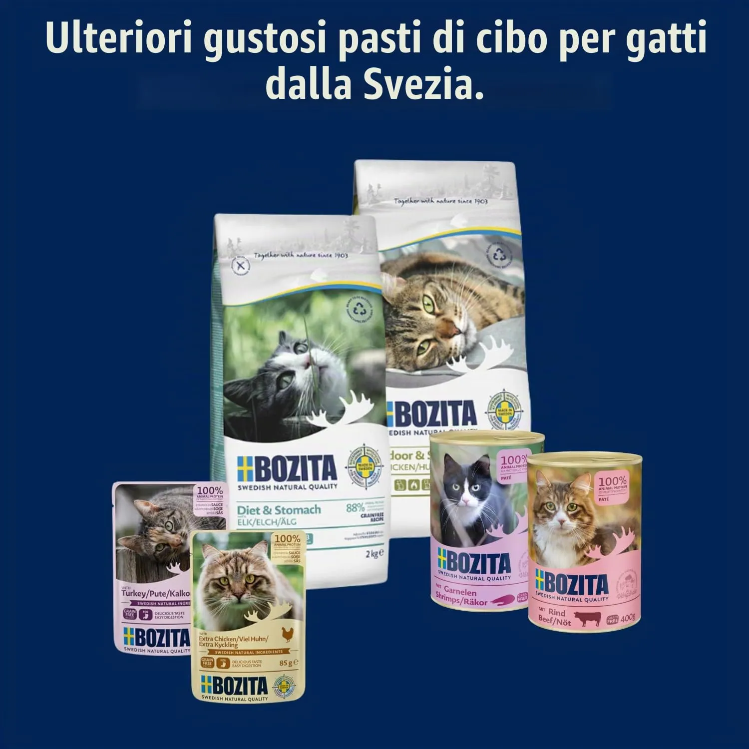 Bozita Tetra tartine in salsa con pollo per stuccati, 6 x 370 g, cibo per gatti premium senza cereali e zucchero, senza ingegneria genetica, con 7,5% di proteine e 5% di grassi, delizioso cibo umido - immagine 6
