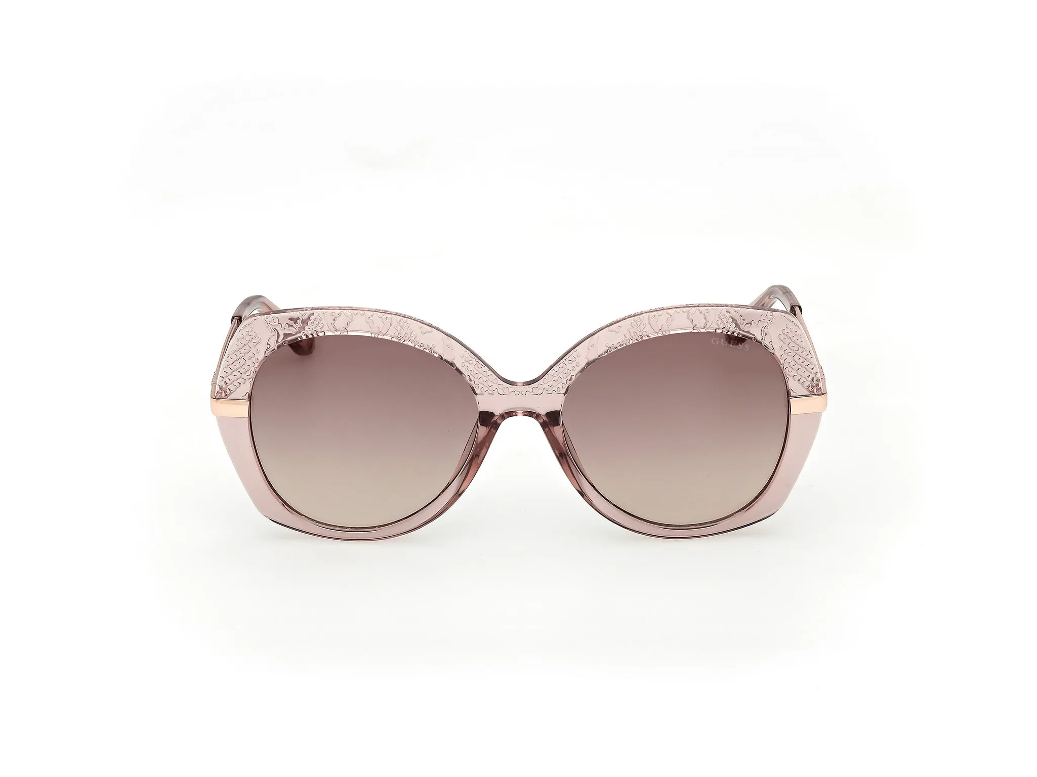 Guess GU00215 57F Occhiali da sole Iniettato Beige Marrone Rotonda Normale - immagine 2