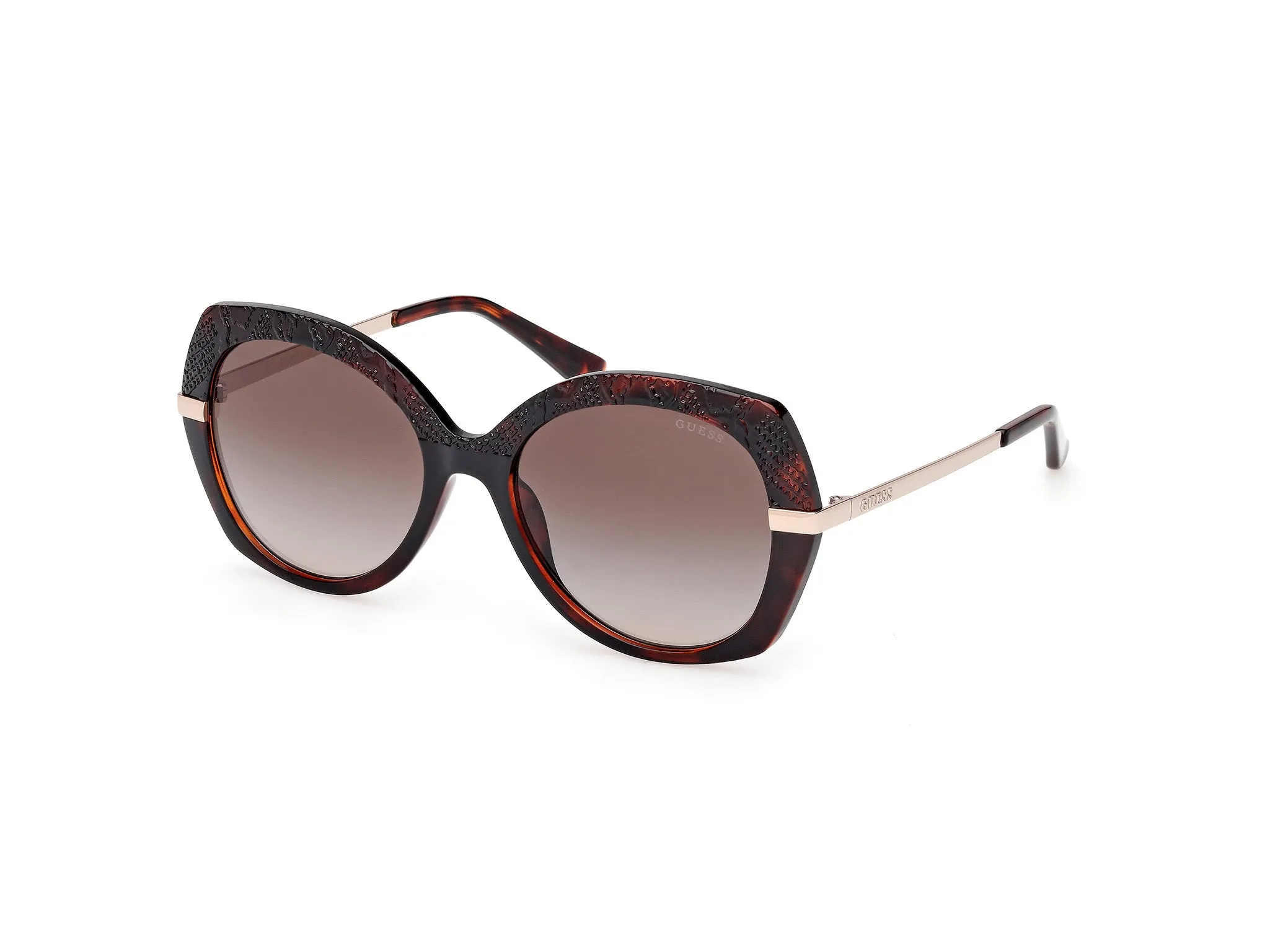 Guess GU00215 52F Occhiali da sole Iniettato Havana Marrone Rotonda Normale - immagine 1