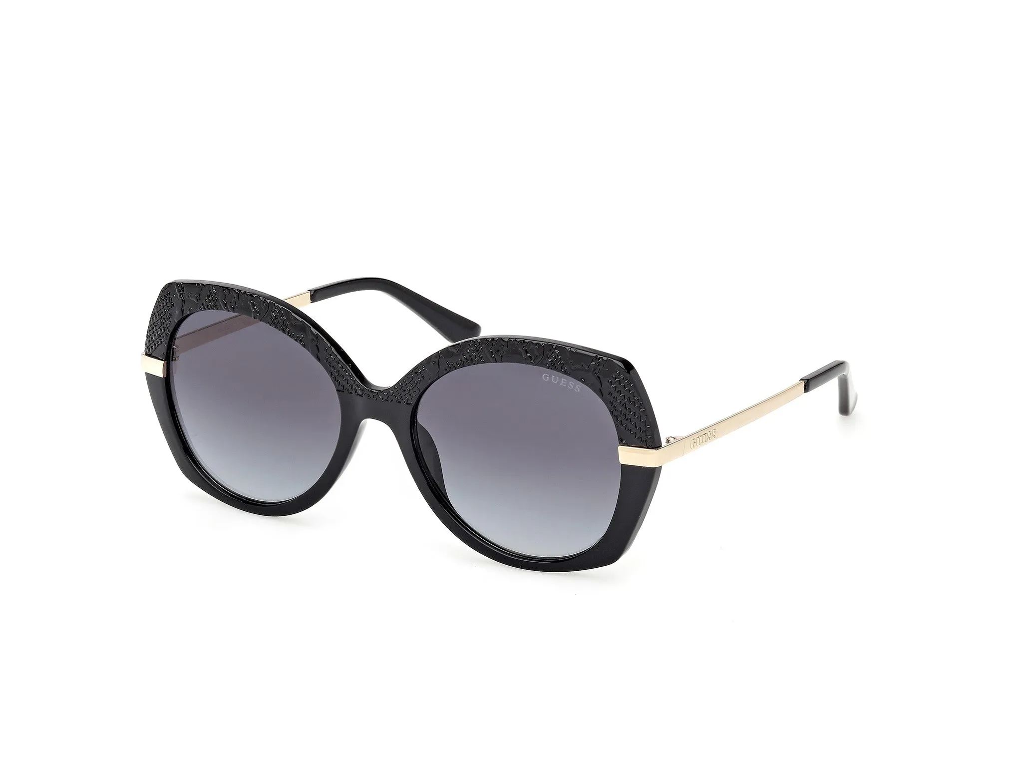 Guess GU00215 01B Occhiali da sole Iniettato Nero Fumo Rotonda Normale - immagine 1