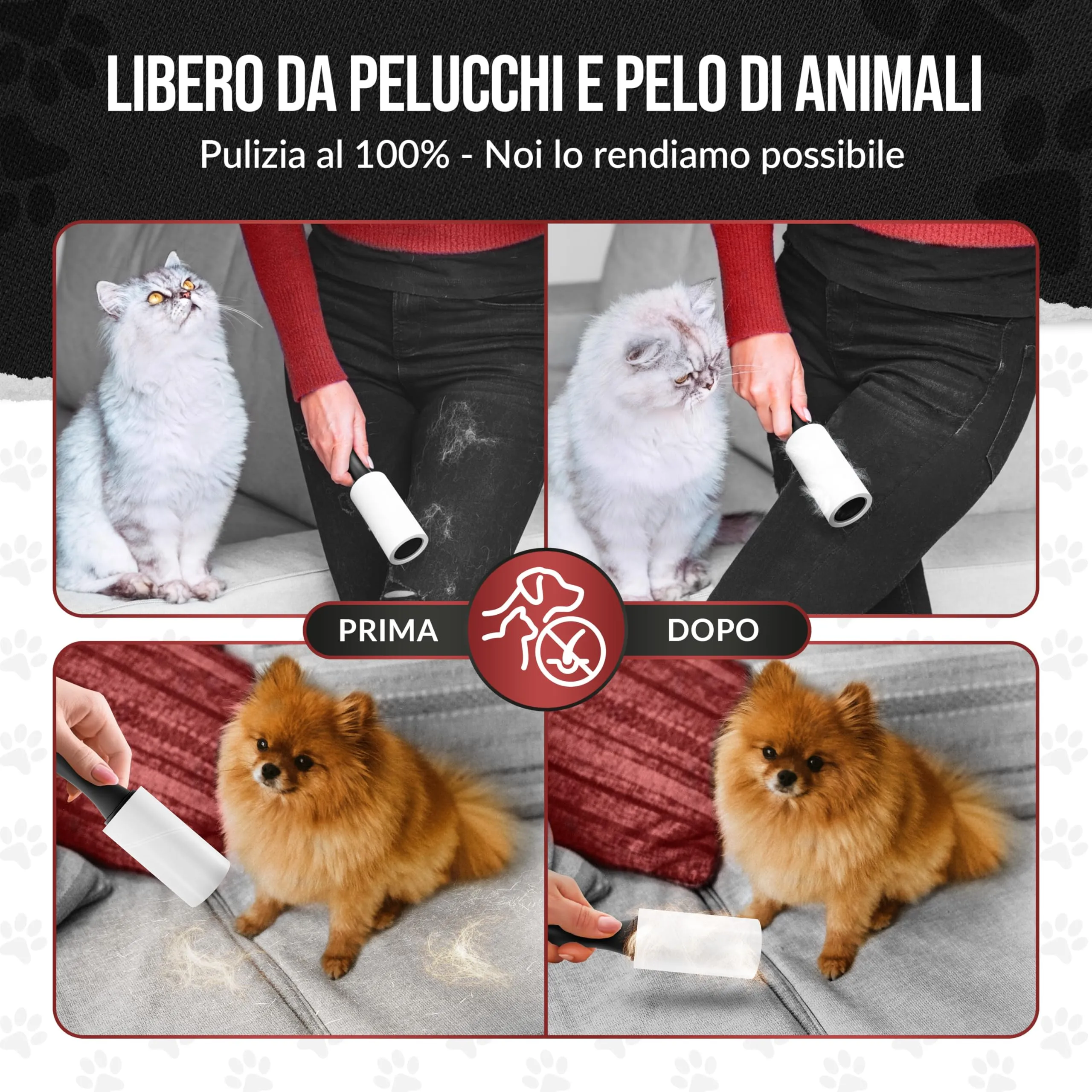 IDEALTASTIC® Rullo per peli e vestiti di animali domestici | confezione di ricarica 5x100 fogli | rullo per peli di animali domestici extra appiccicoso - immagine 3