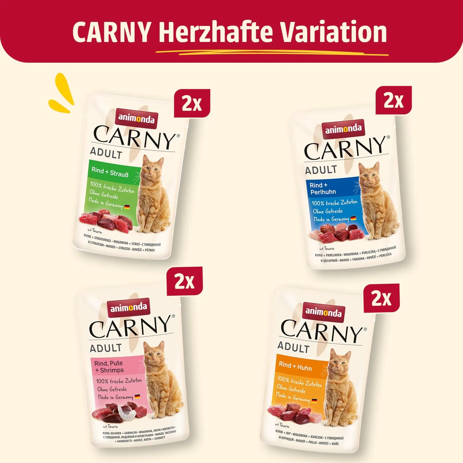 animonda Carny Adult, cibo umido per gatti, senza zucchero e senza cereali, Varietà Cuore Diversità della patria 8 x 85 g - immagine 2