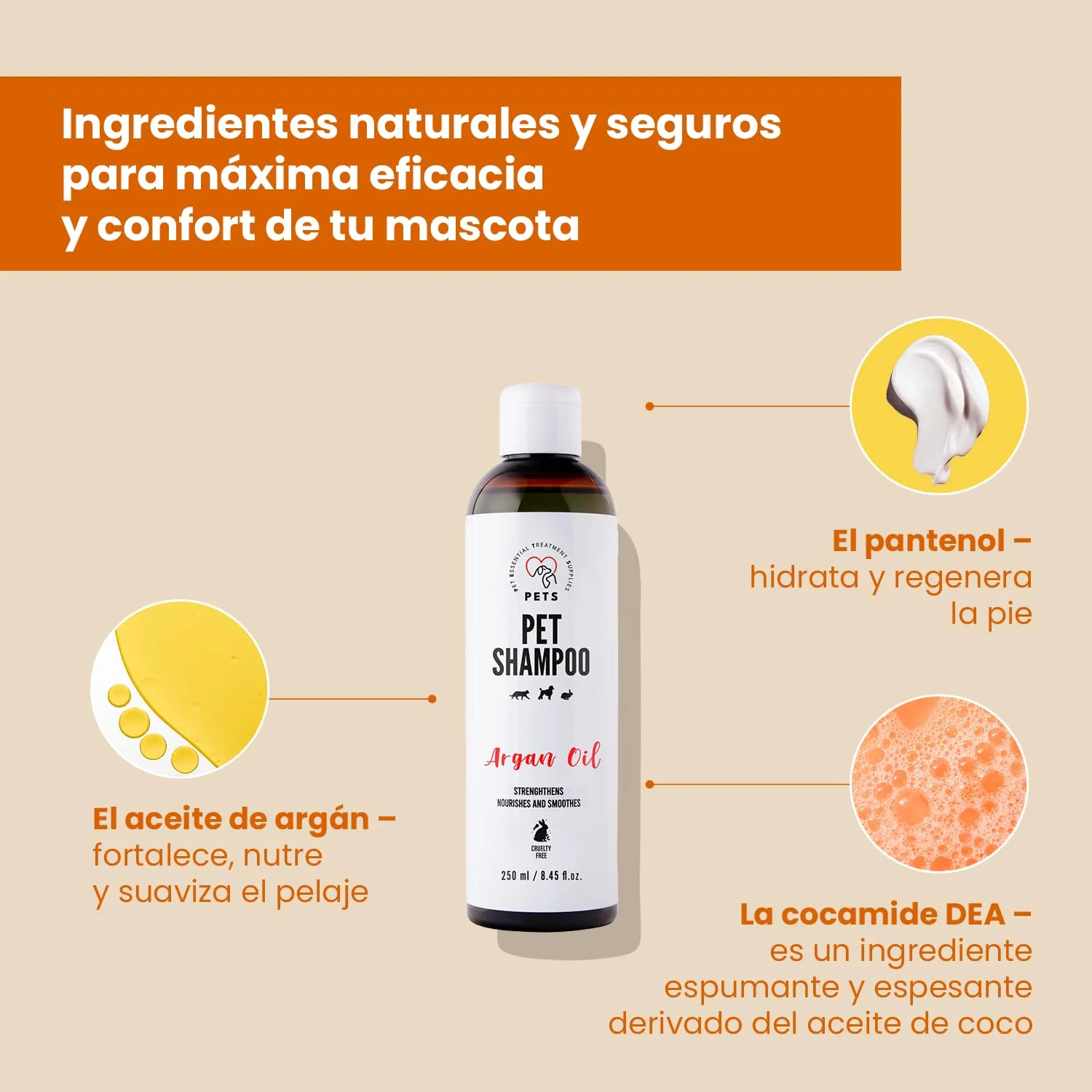 Shampoo per cani e gatti – Shampoo per cani per lucentezza e cura – Ideale per pelo e pelle sensibili – 250 ml - immagine 5