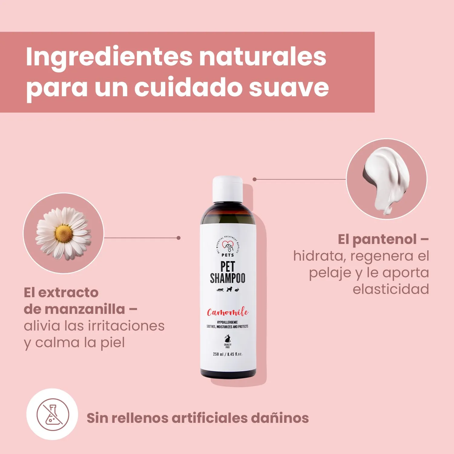 Shampoo per cani e gatti - Shampoo per cani per lucentezza e cura - Ideale per pelo e pelle sensibili - 250 ml - immagine 3